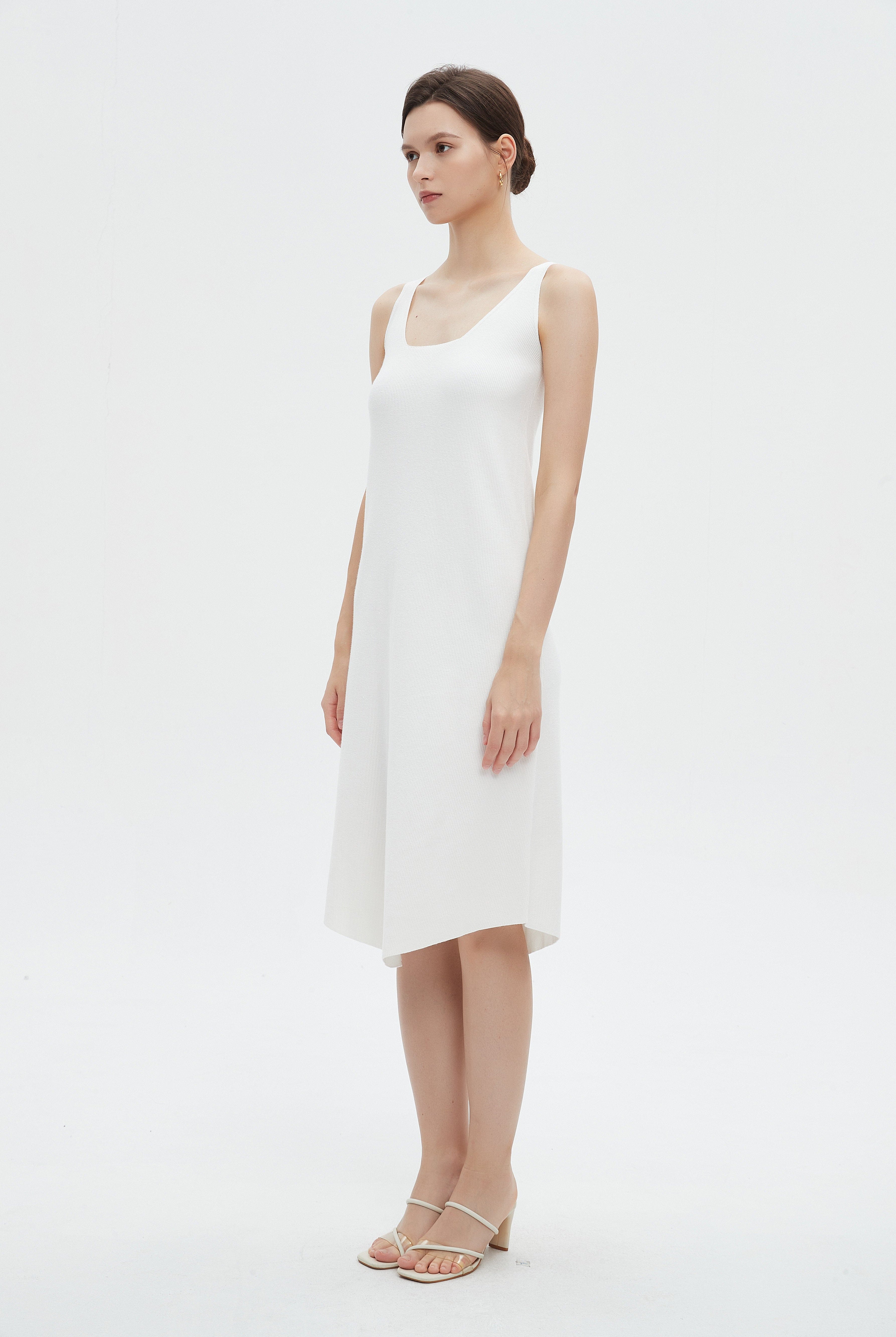 ميكا فستان كات نسائي ميدي برقبه مربعه ساده