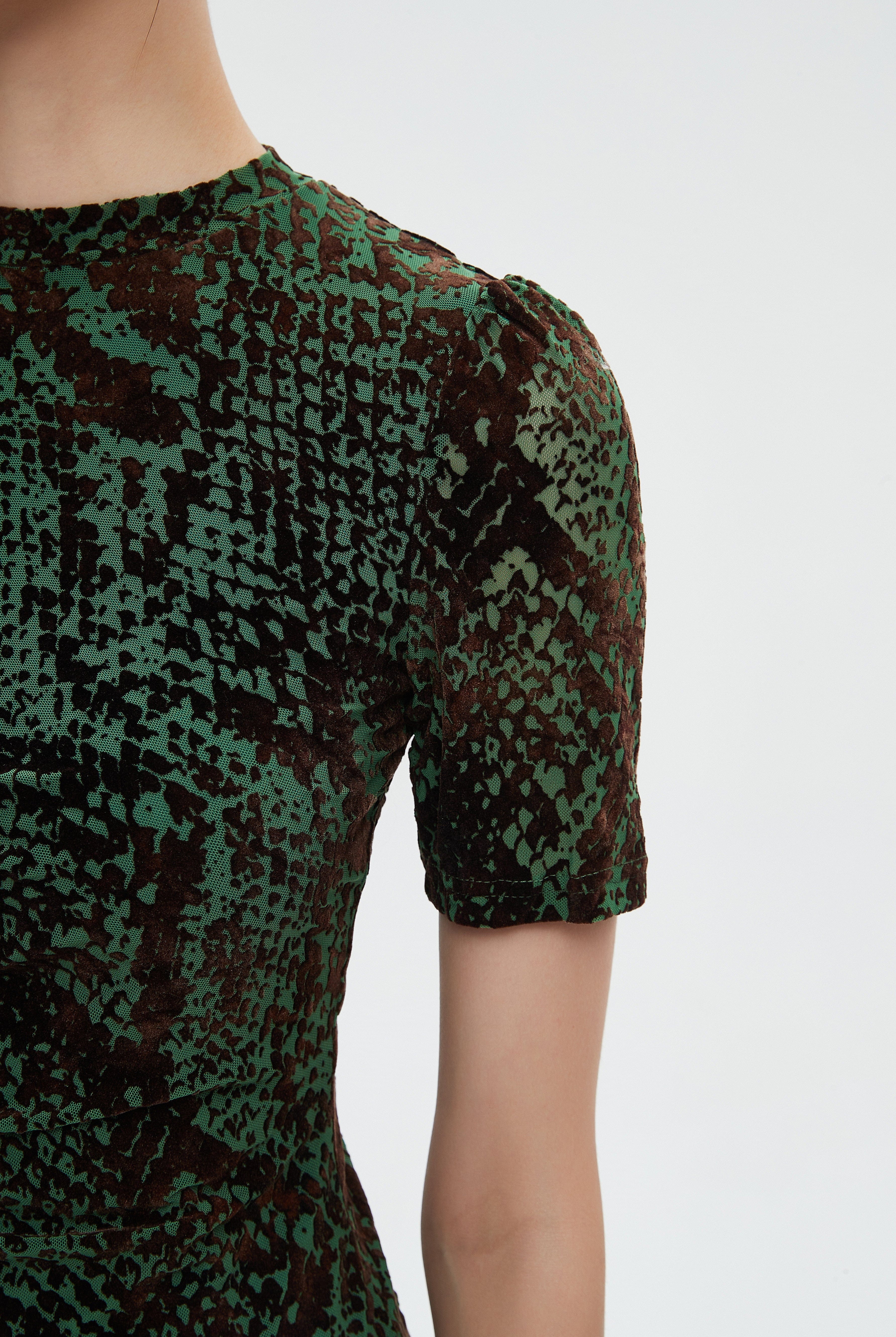 ميكا فستان نسائي ميدي نص كم منثوش