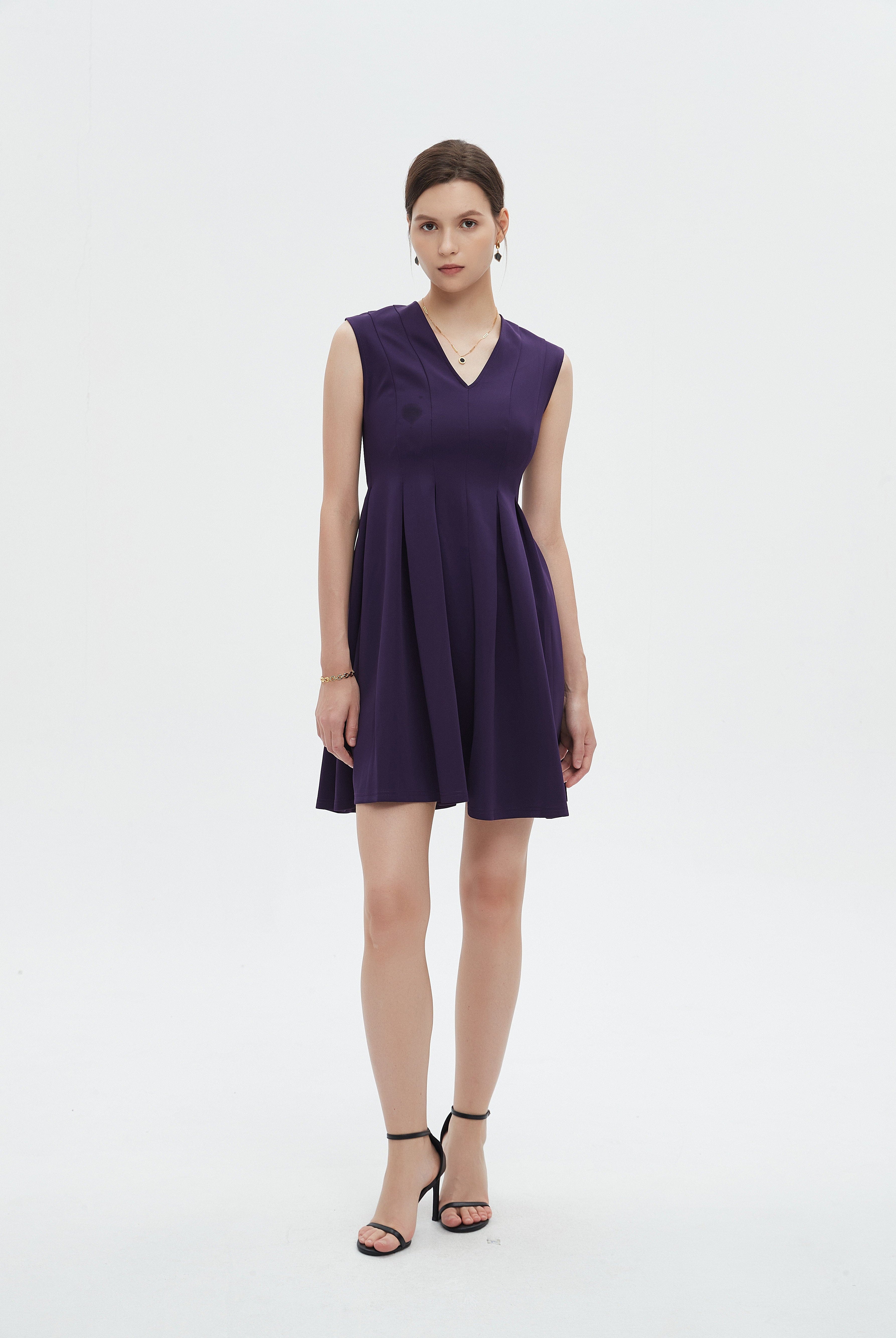 ميكا فستان ميني نسائي كات سادة بقصة كشكش