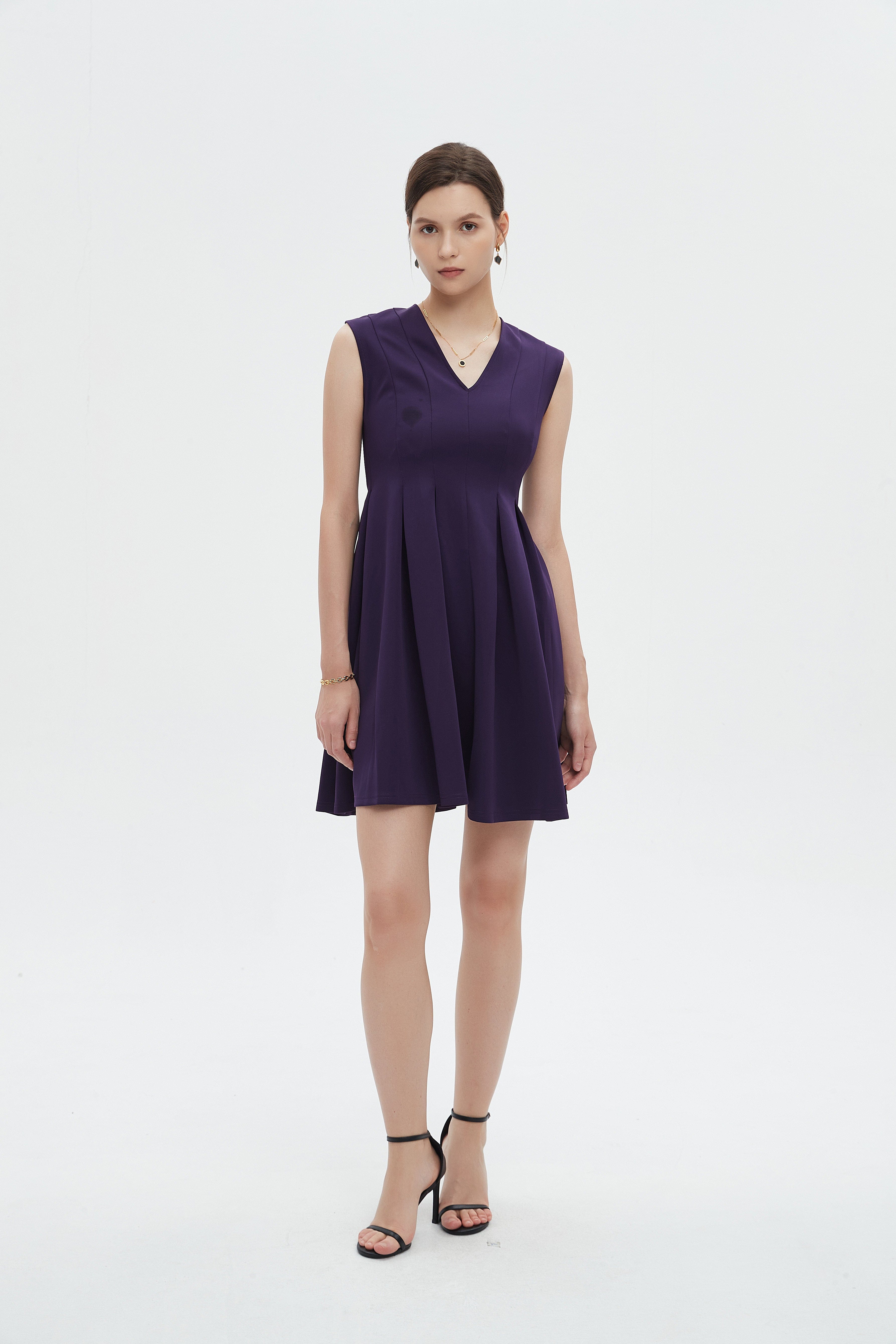 ميكا فستان ميني نسائي كات سادة بقصة كشكش