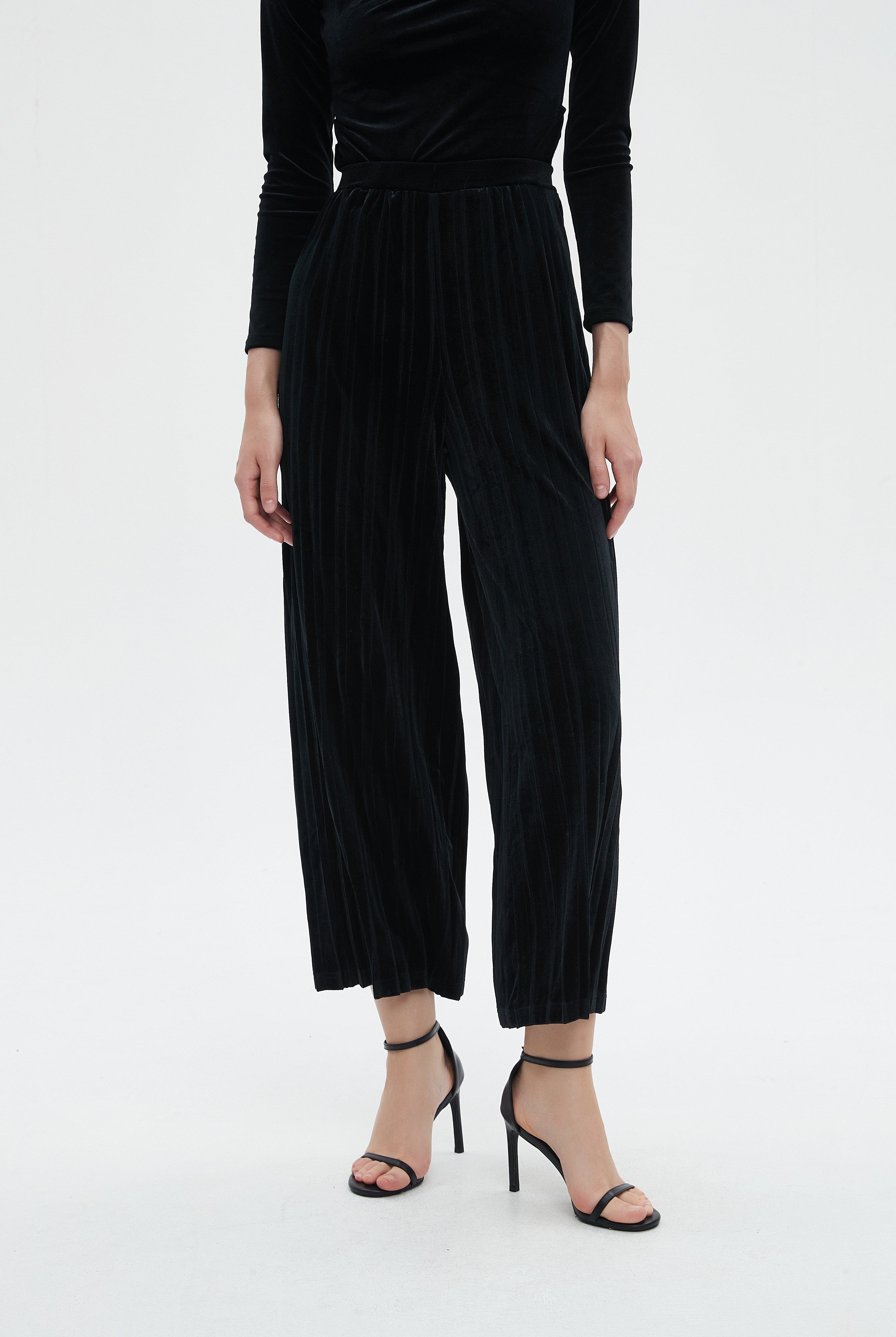 ميكا بنطلون نسائي طويل سادة برجل كشكش