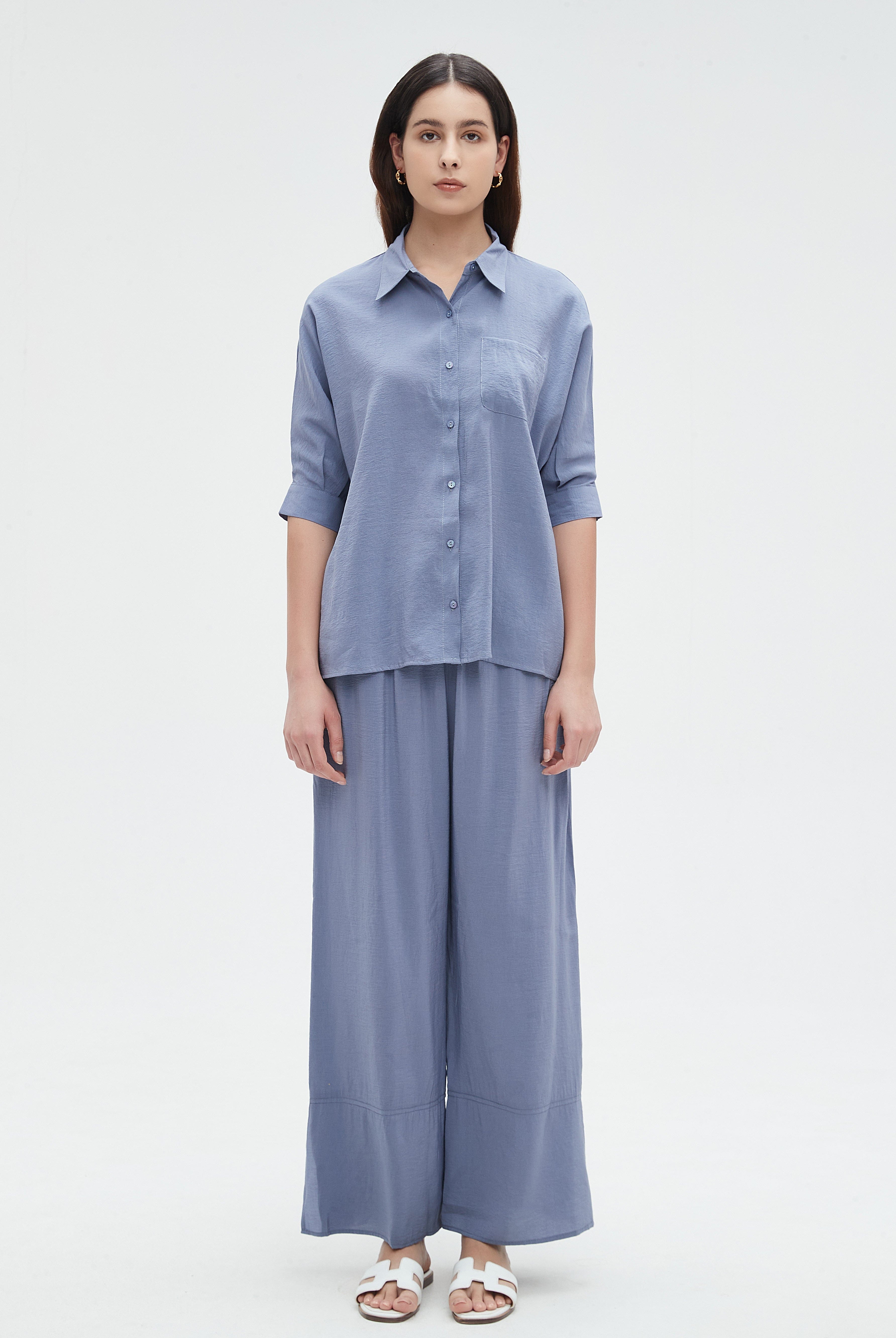 نتشي بنطلون نسائي طويل برجل ساده واسعة