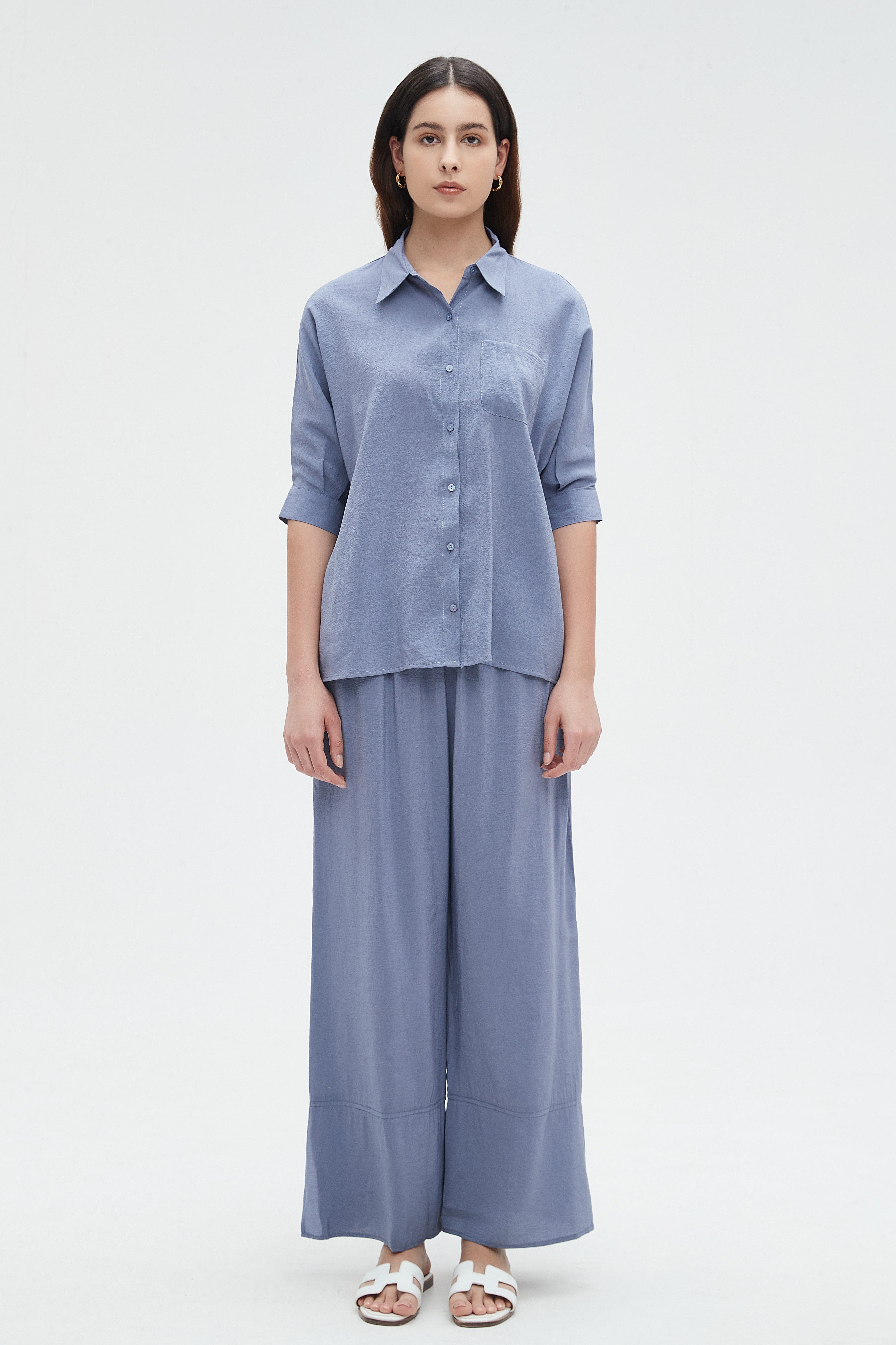 نتشي بنطلون نسائي طويل برجل ساده واسعة