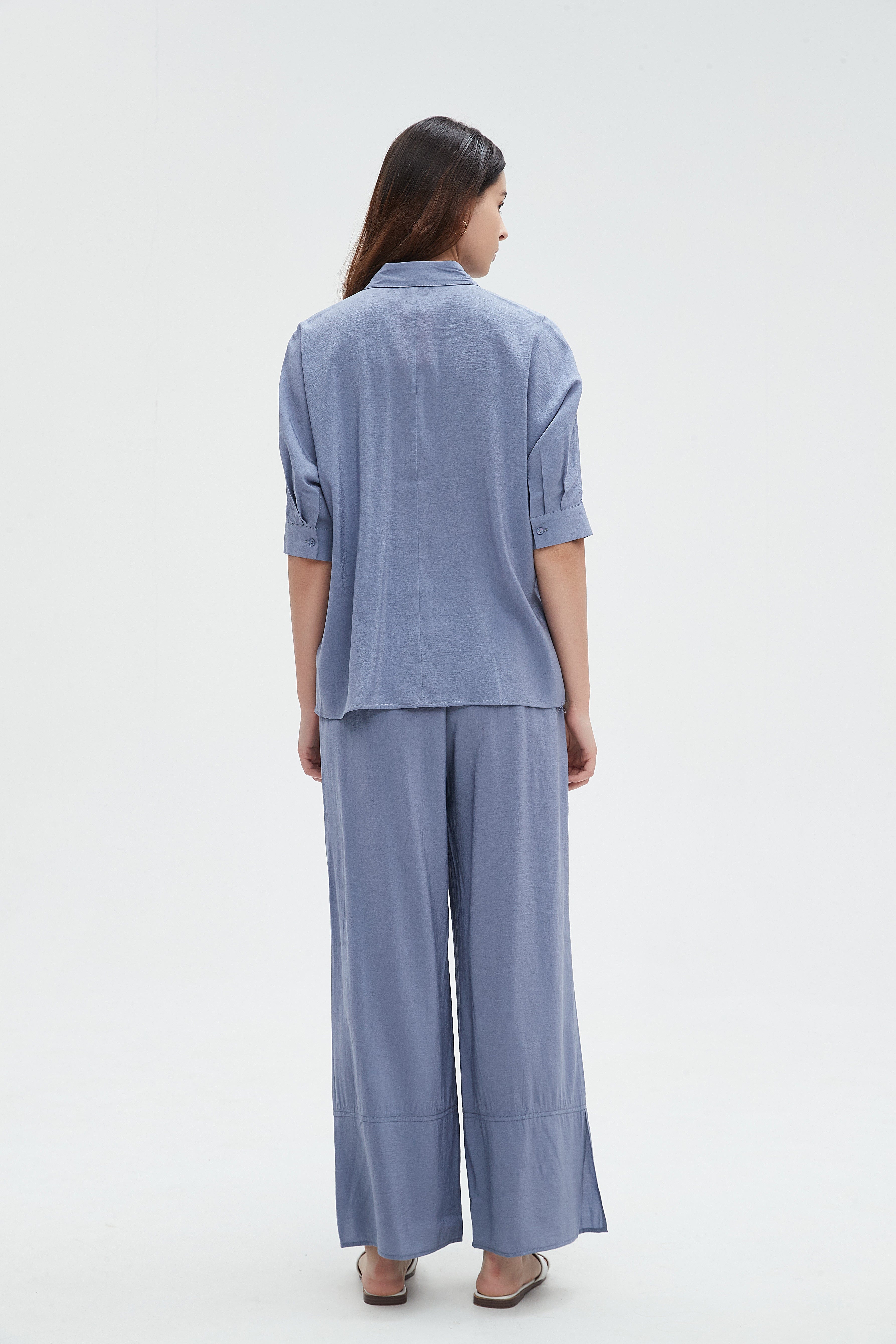 نتشي بنطلون نسائي طويل برجل ساده واسعة