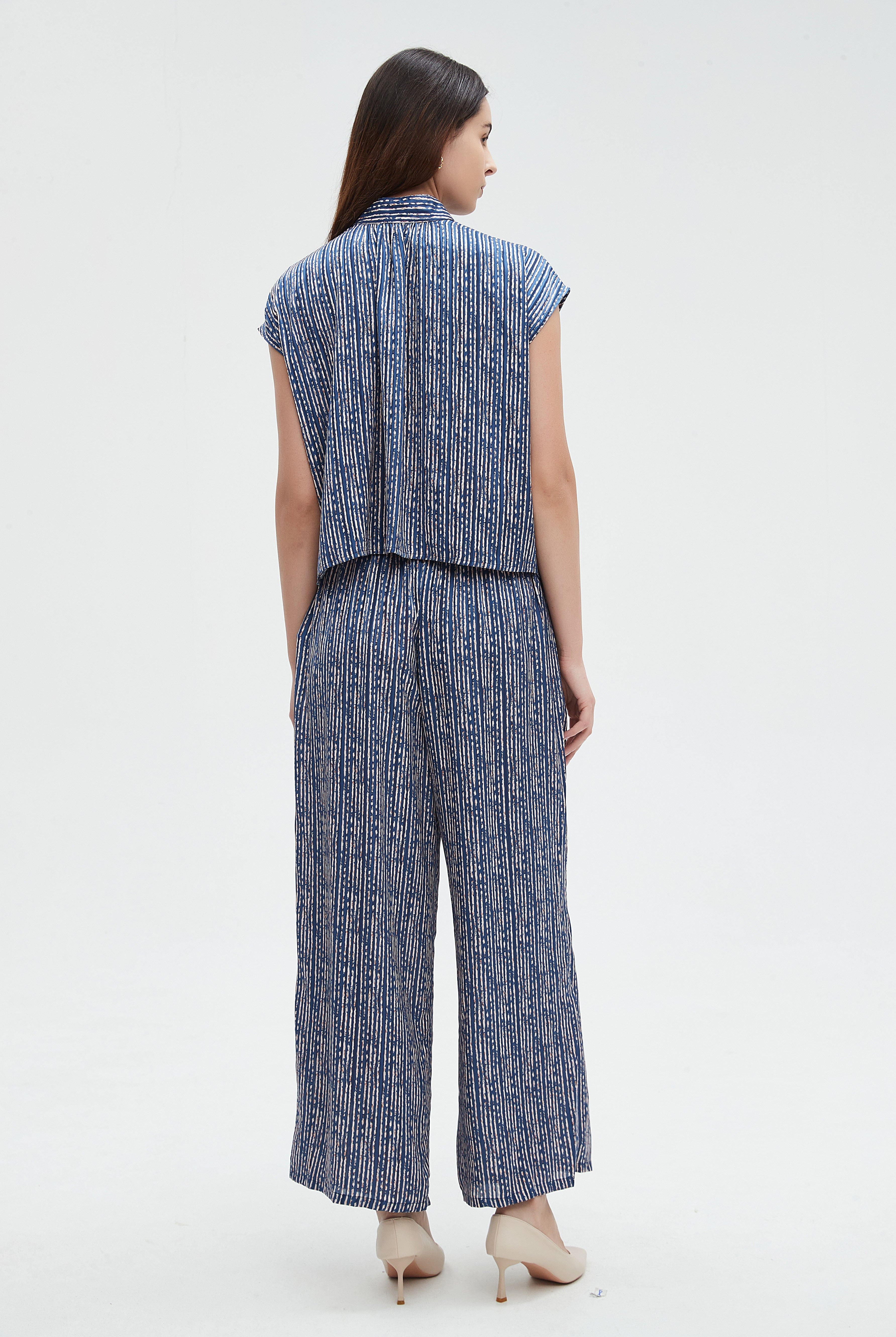 نتشي بنطلون نسائي طويل منقوش برجل واسعه