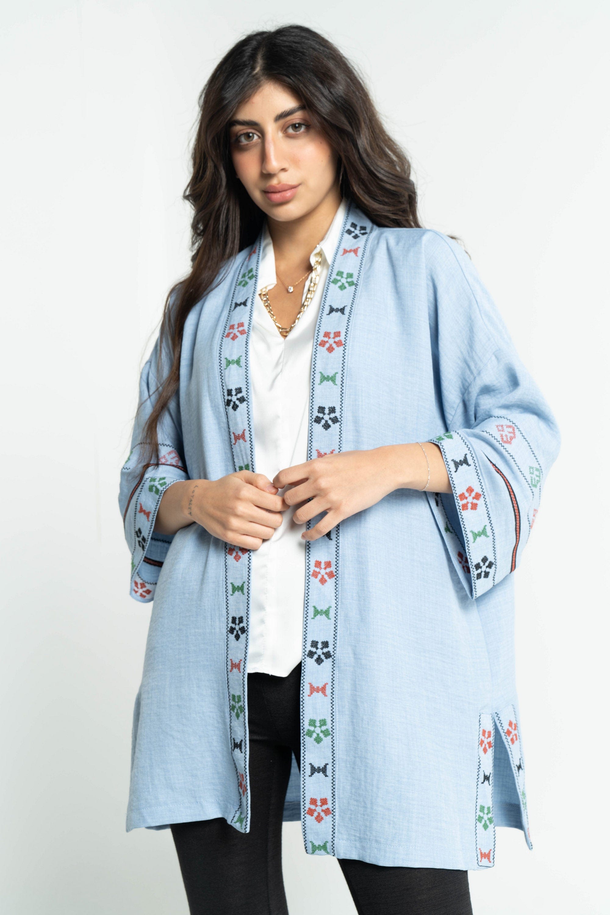 ببل فاشن كيمونو نسائي سادة مشغول من الحواف