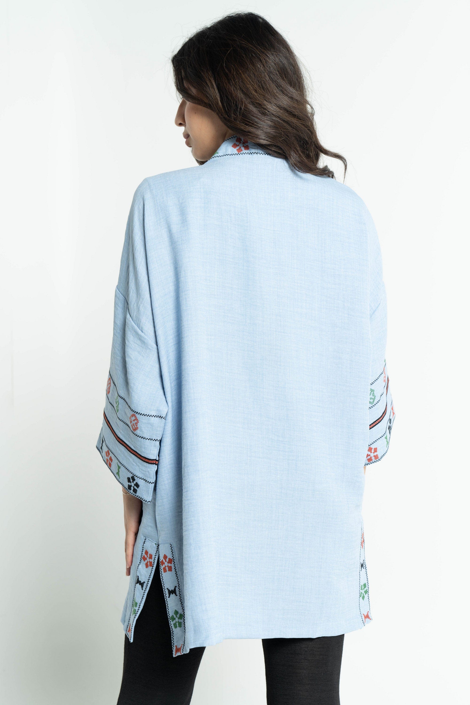 ببل فاشن كيمونو نسائي سادة مشغول من الحواف