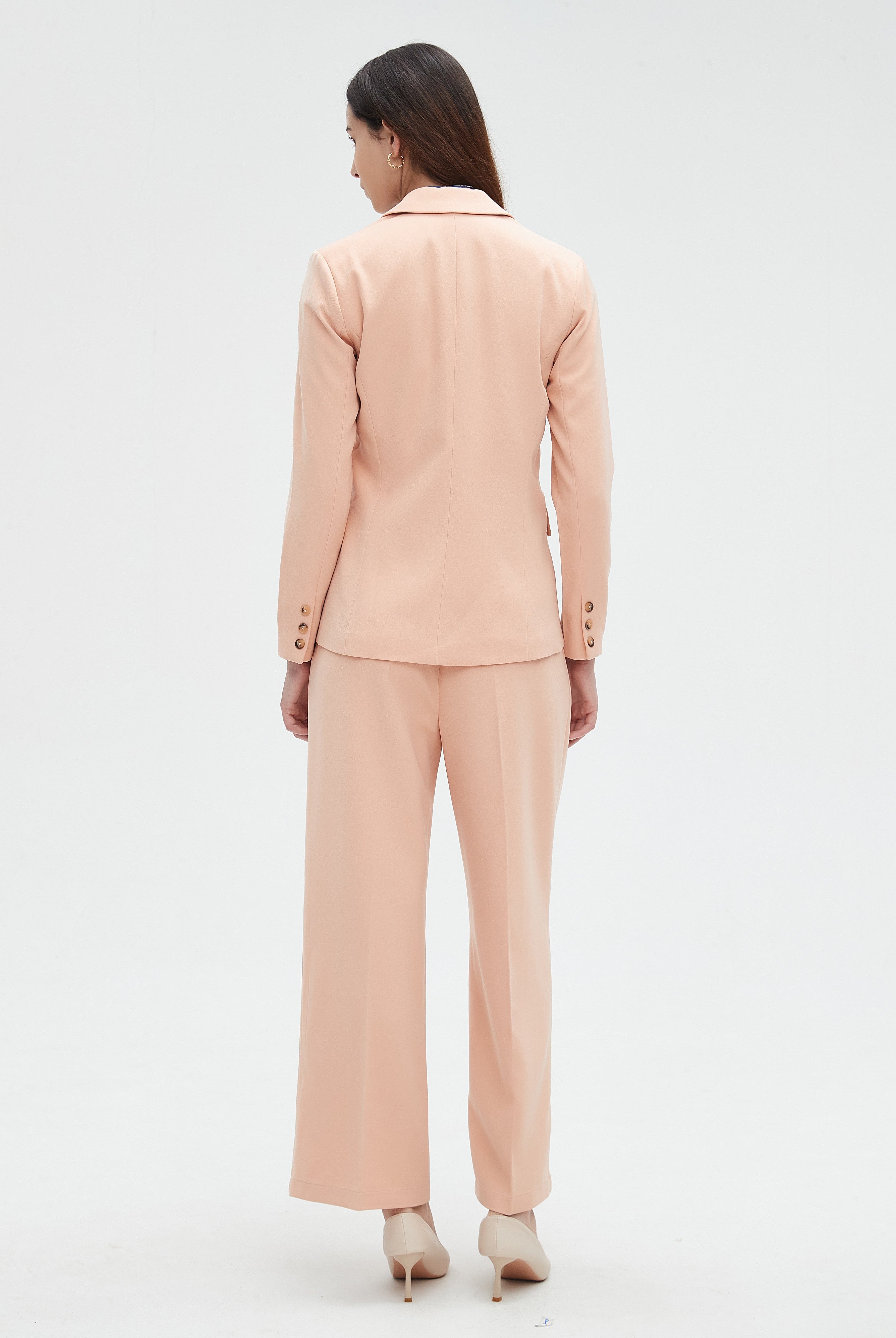 نتشي بنطلون نسائي طويل ساده بزر على الخصر للدوام