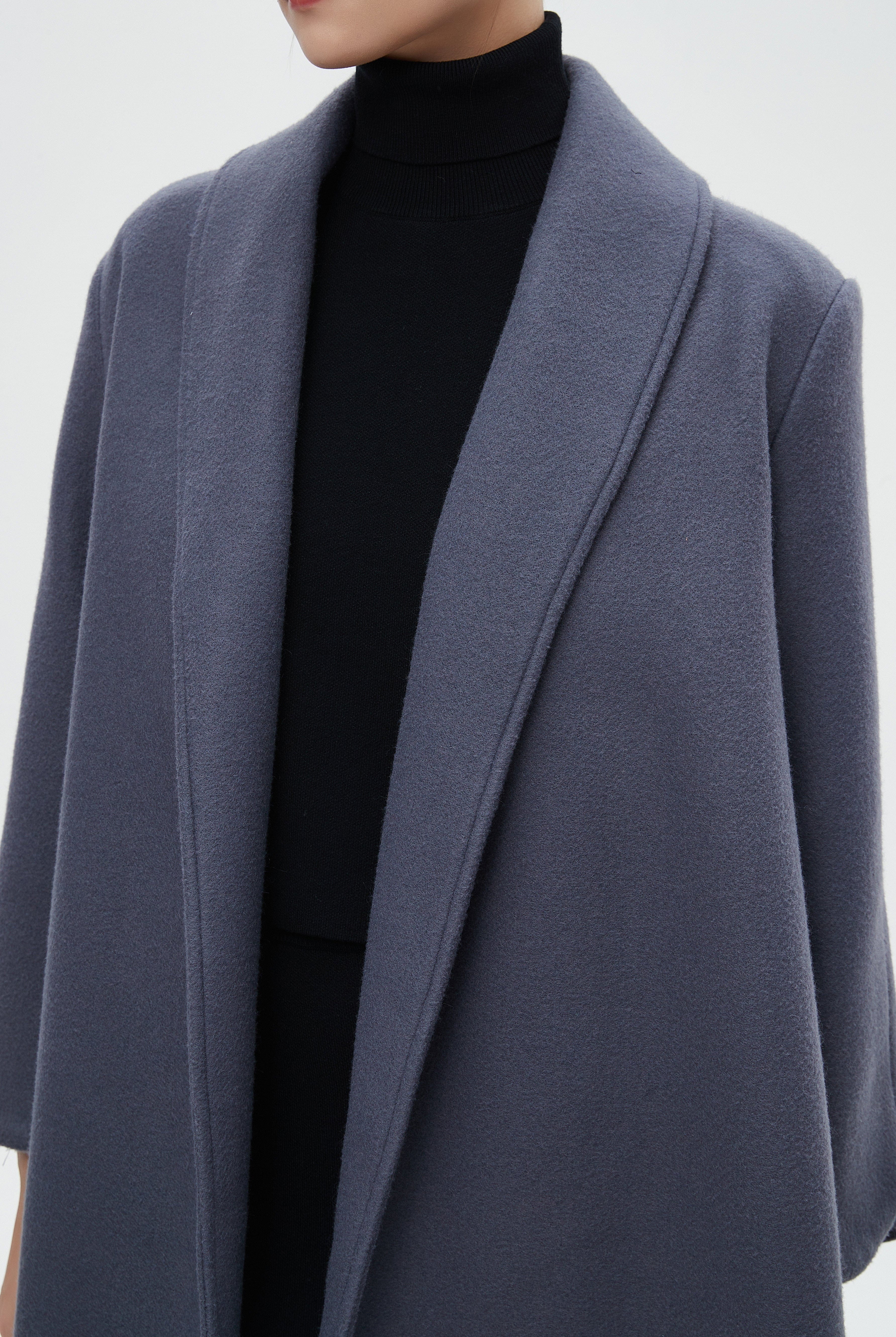 ميكا جاكيت نسائي طويل بياقة وأكمام طويلة