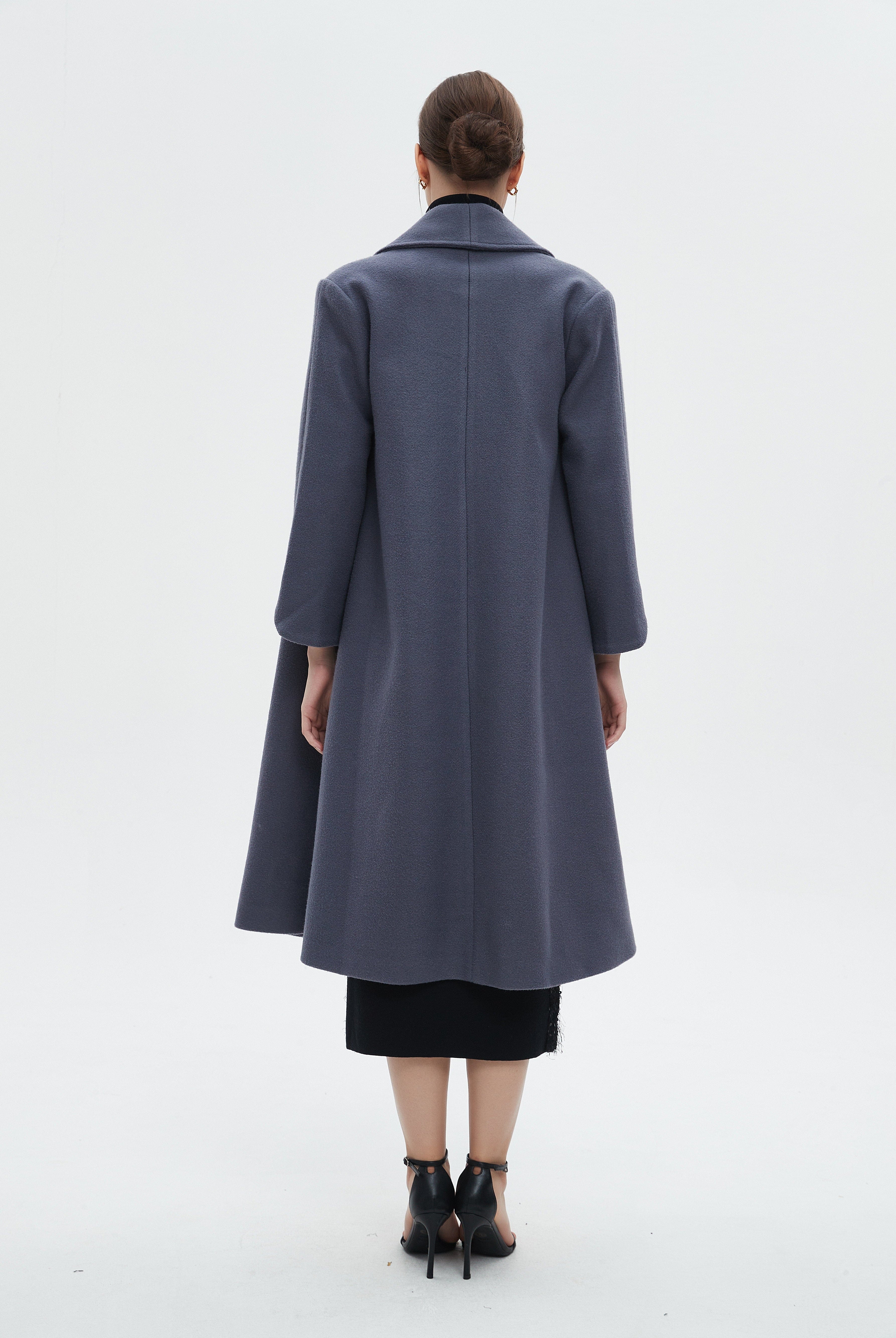 ميكا جاكيت نسائي طويل بياقة وأكمام طويلة