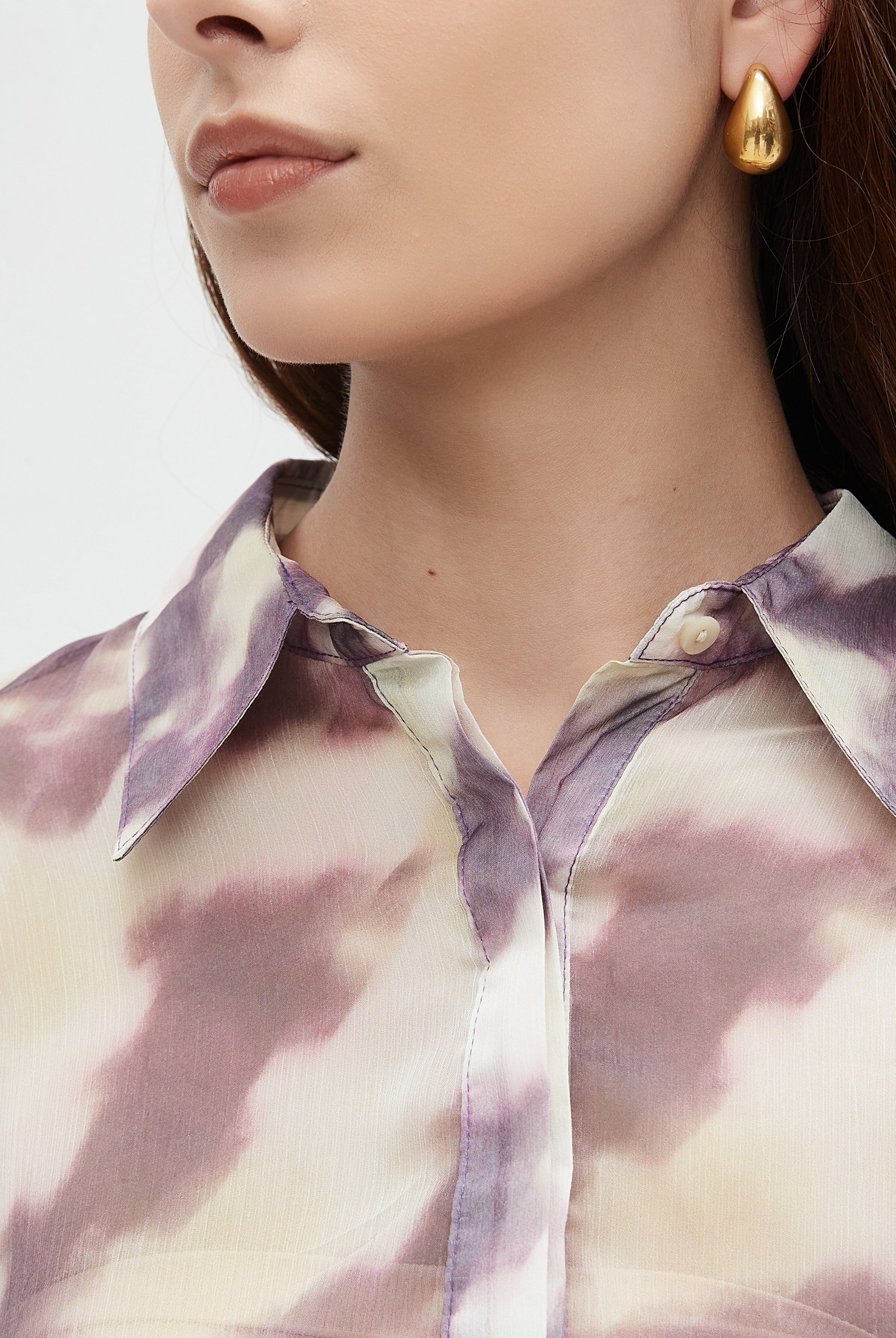 نتشي بلوزة نسائي مطبوعه بكم وأزرار