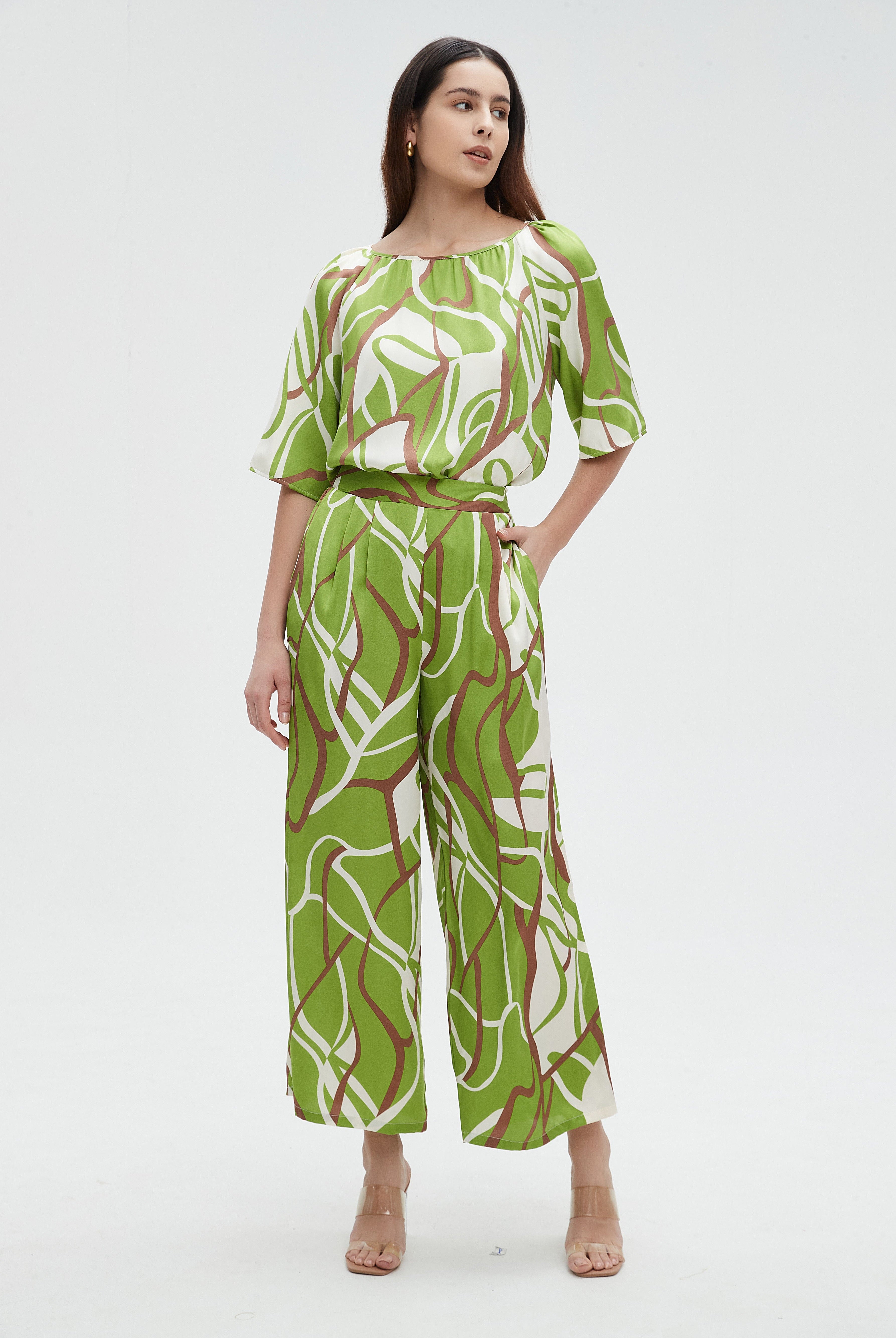 نتشي بنطلون نسائي طويل بنقشه الوان