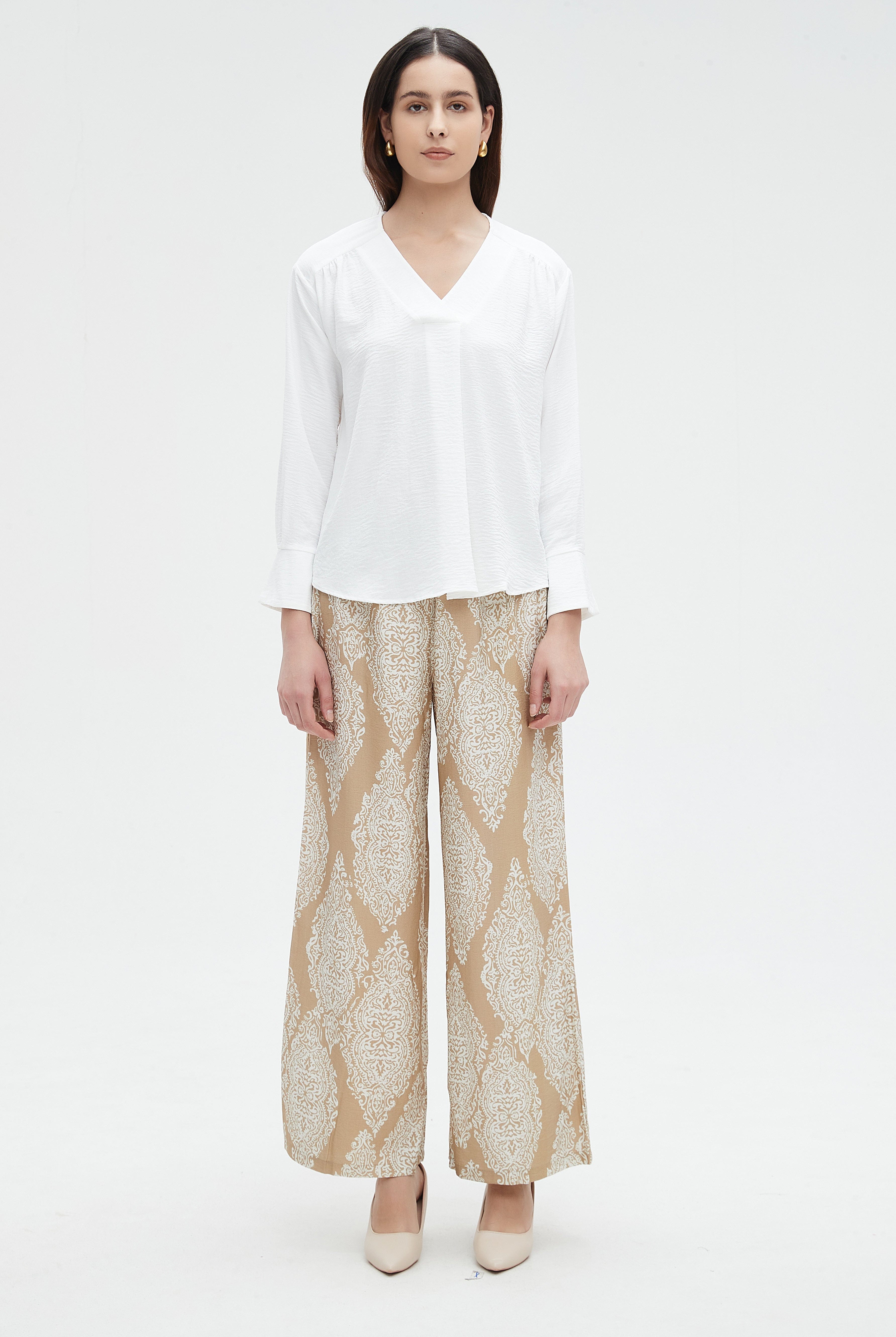 نتشي بنطلون نسائي طويل مطبوع واسع