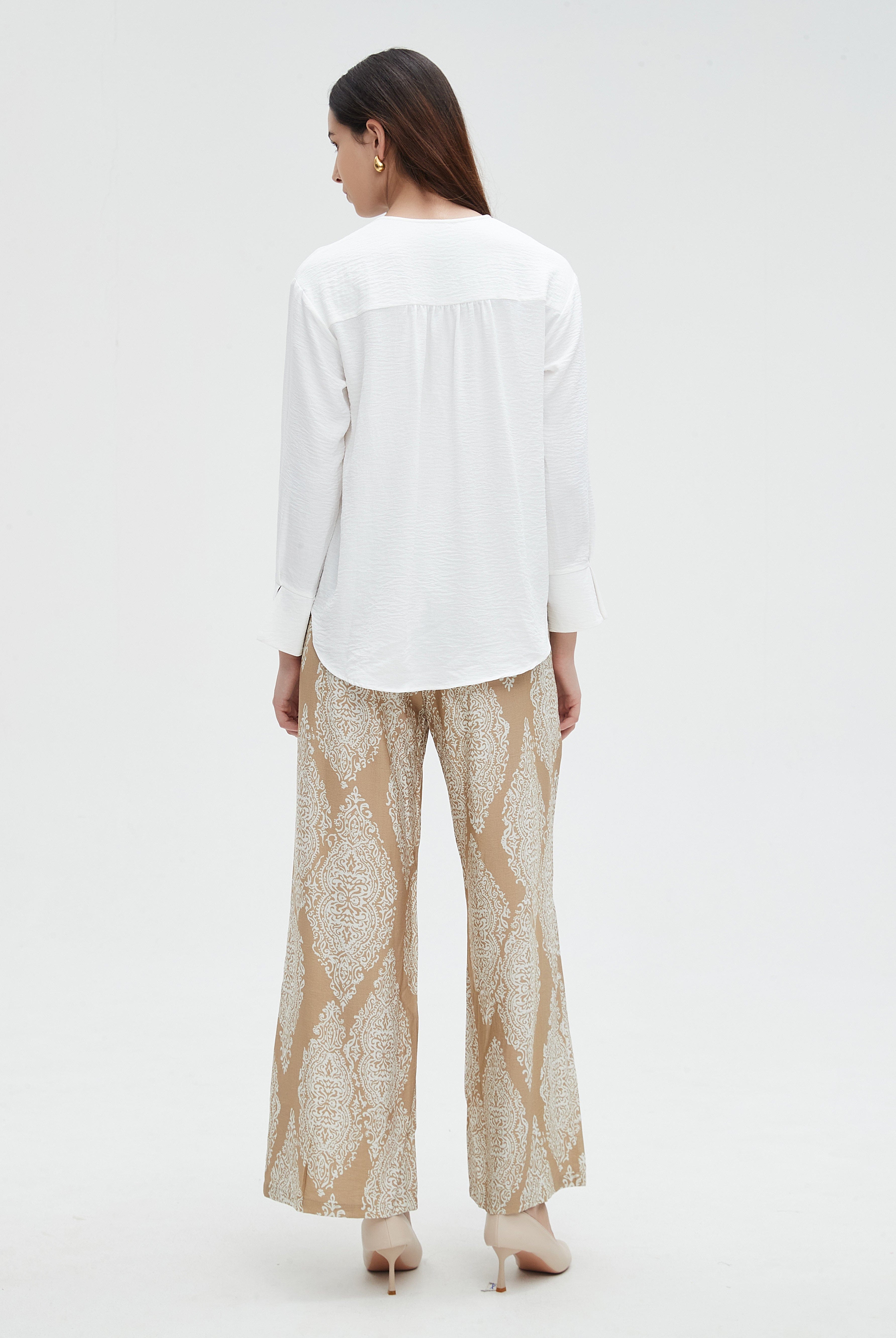 نتشي بلوزة نسائي ساده بكم طويل