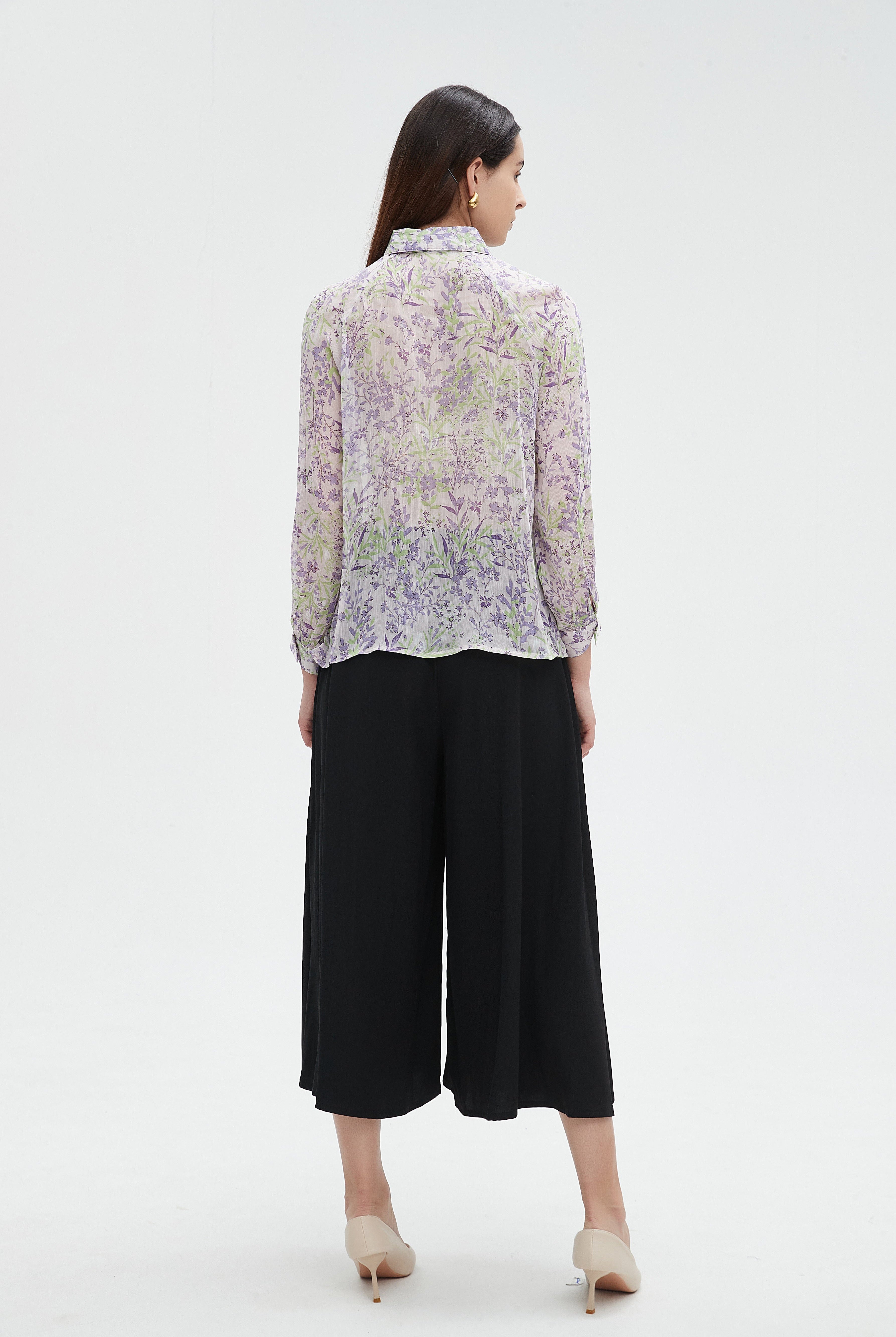 نتشي بنطلون 3/4 واسع سادة نسائي