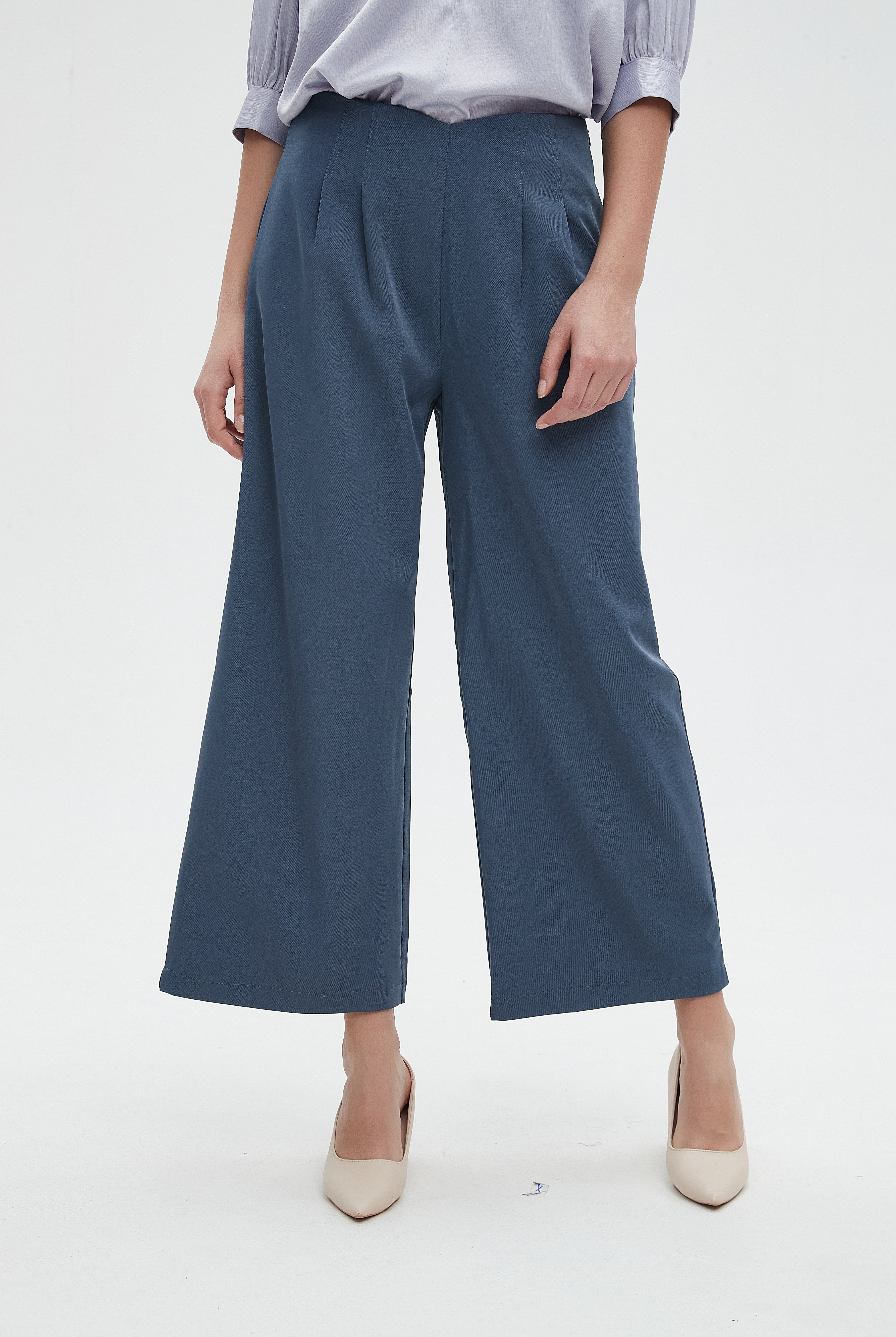 نتشي بنطلون طويل سادة واسع نسائي