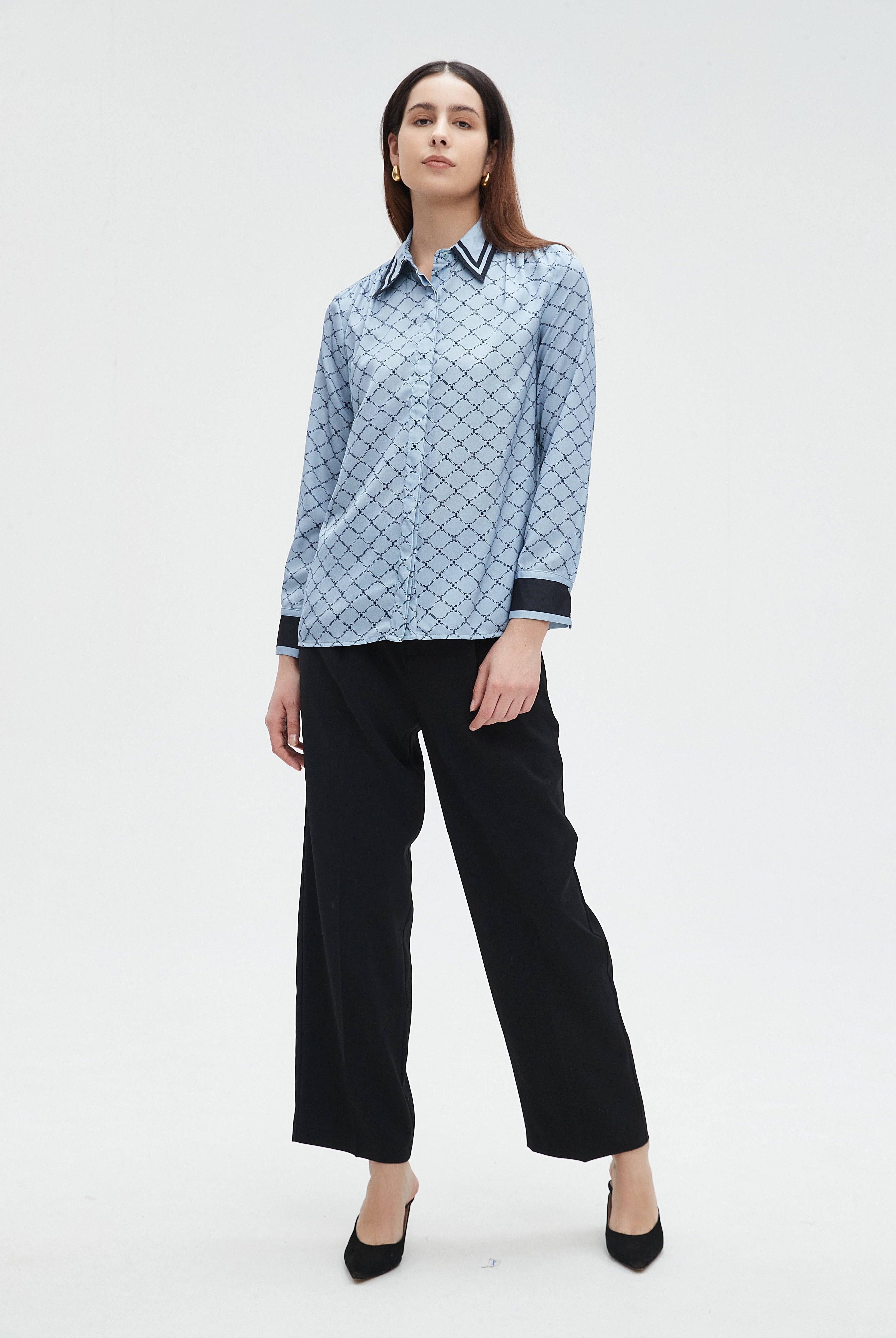 نتشي بلوزة نسائي بكم وازرار اماميه