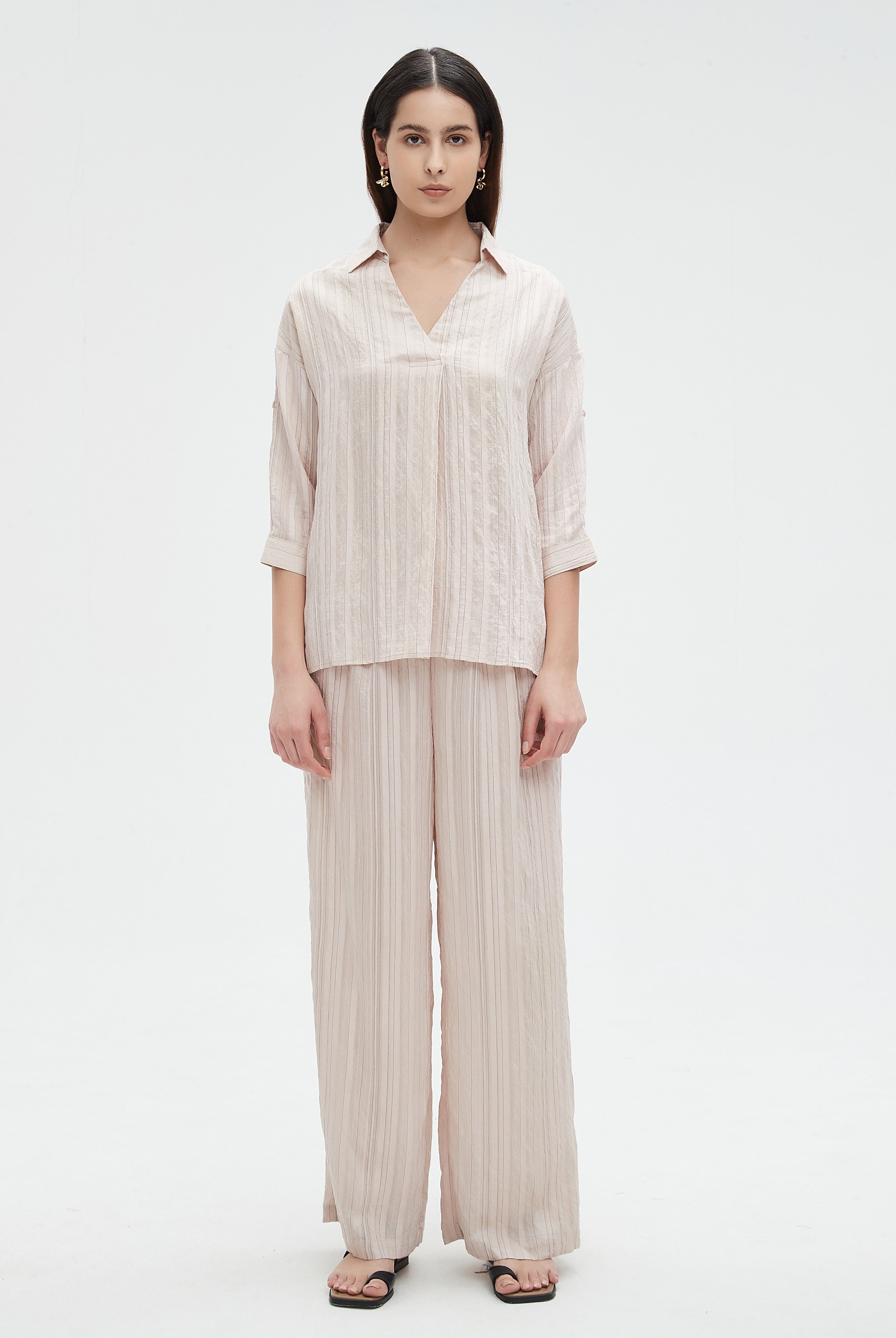 نتشي بلوزة نسائي مخططه 3/4 كم