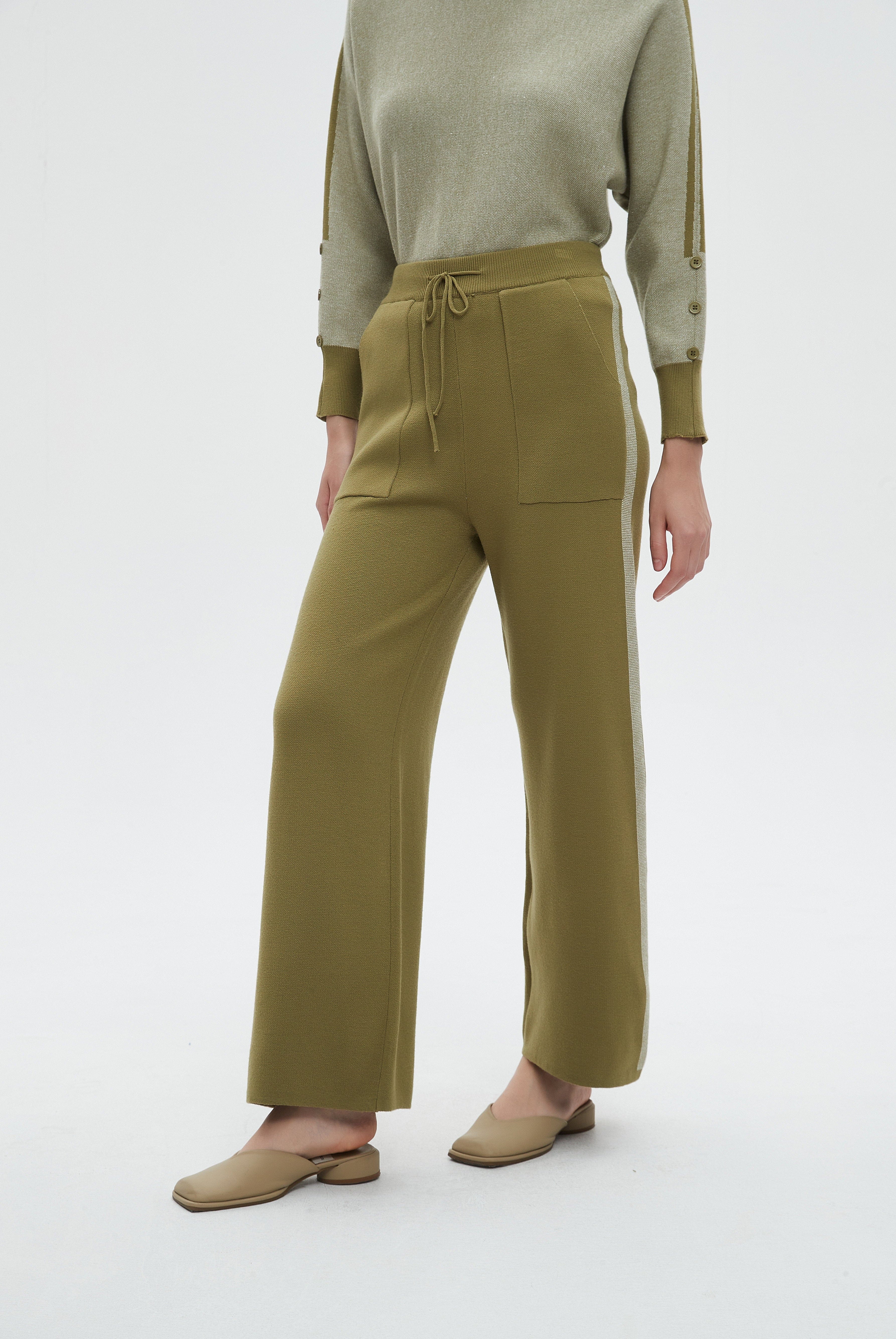 ميكا بنطلون نسائي طويل برباط على الخصر وجيوب