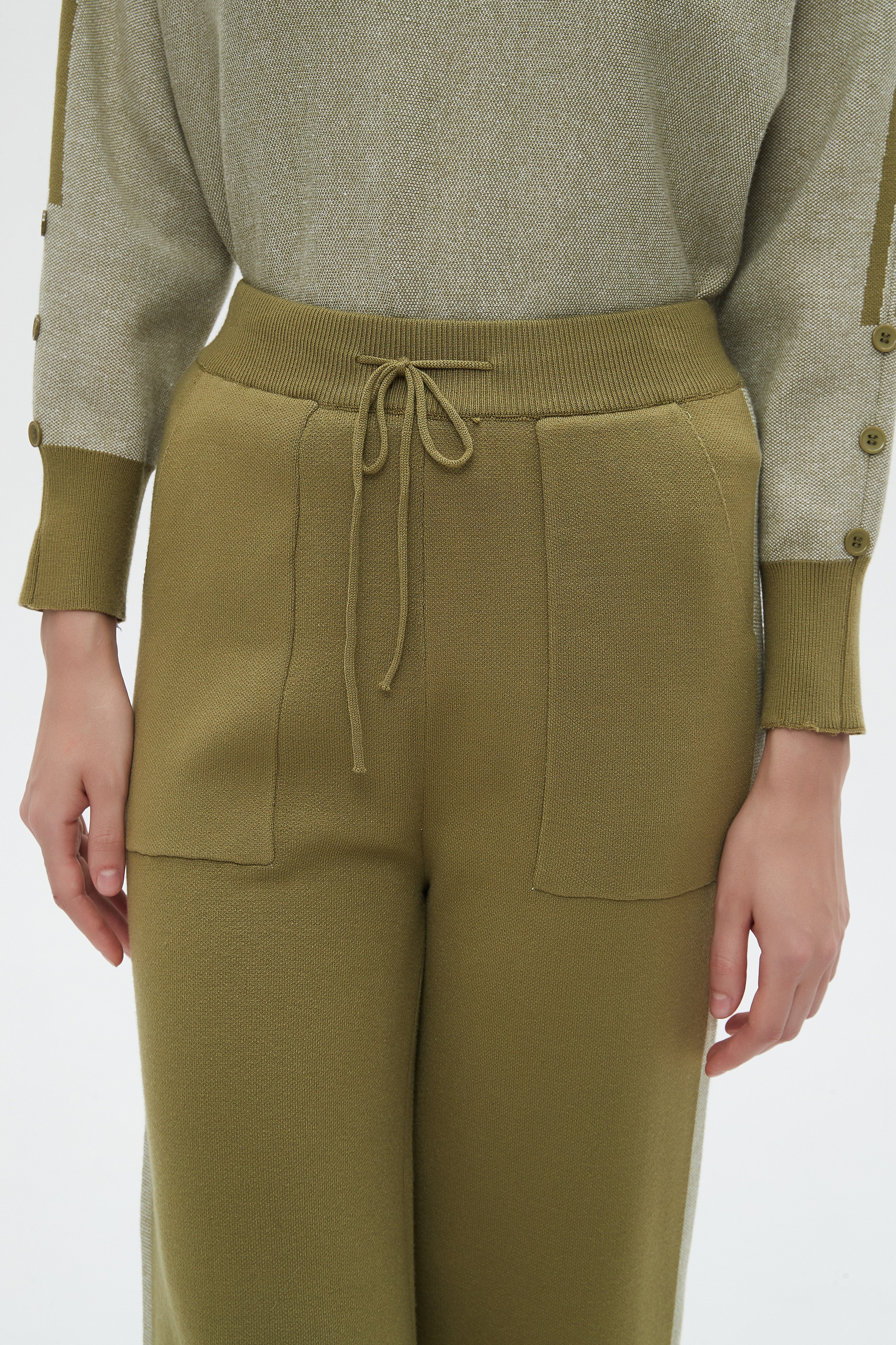 ميكا بنطلون نسائي طويل برباط على الخصر وجيوب