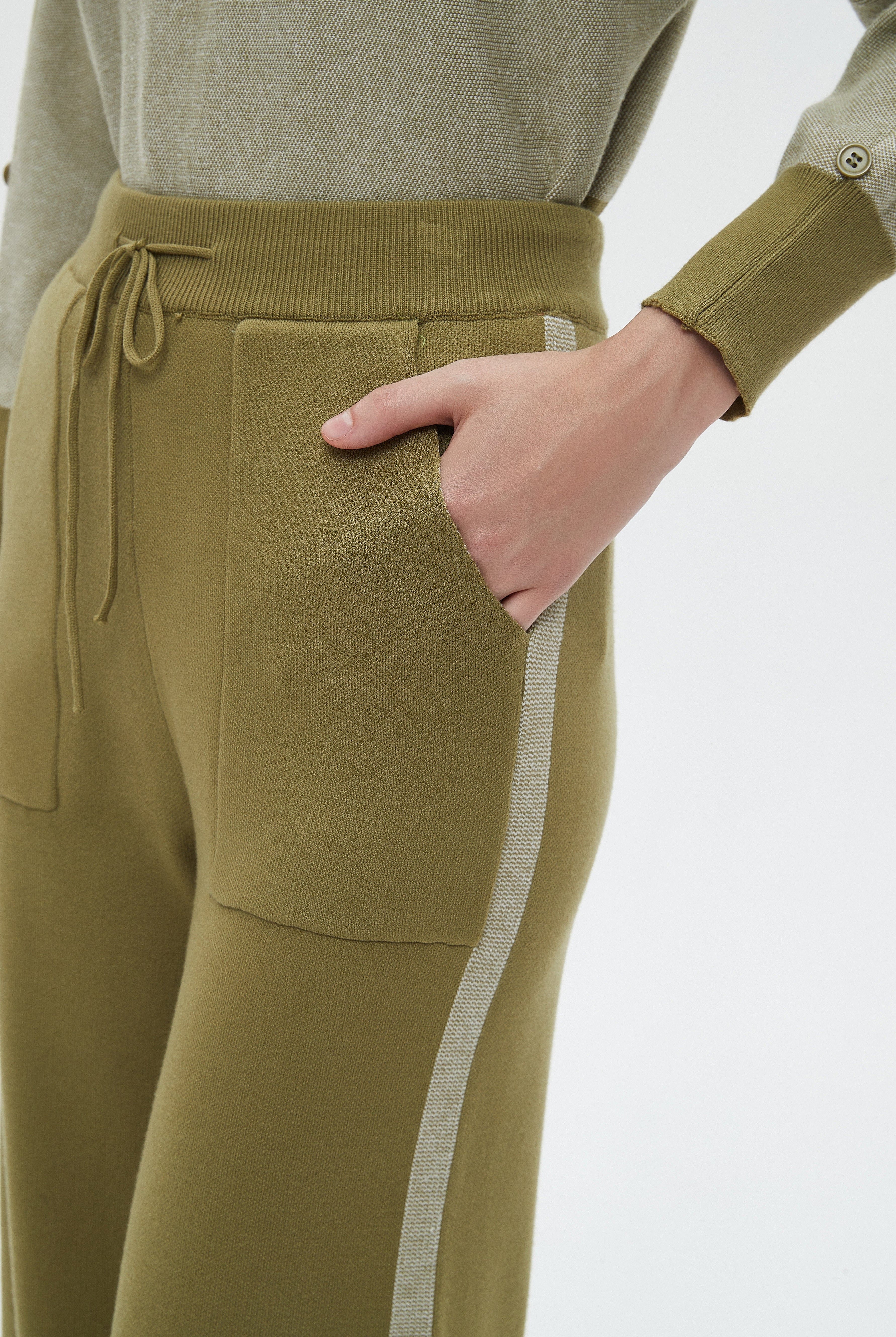 ميكا بنطلون نسائي طويل برباط على الخصر وجيوب