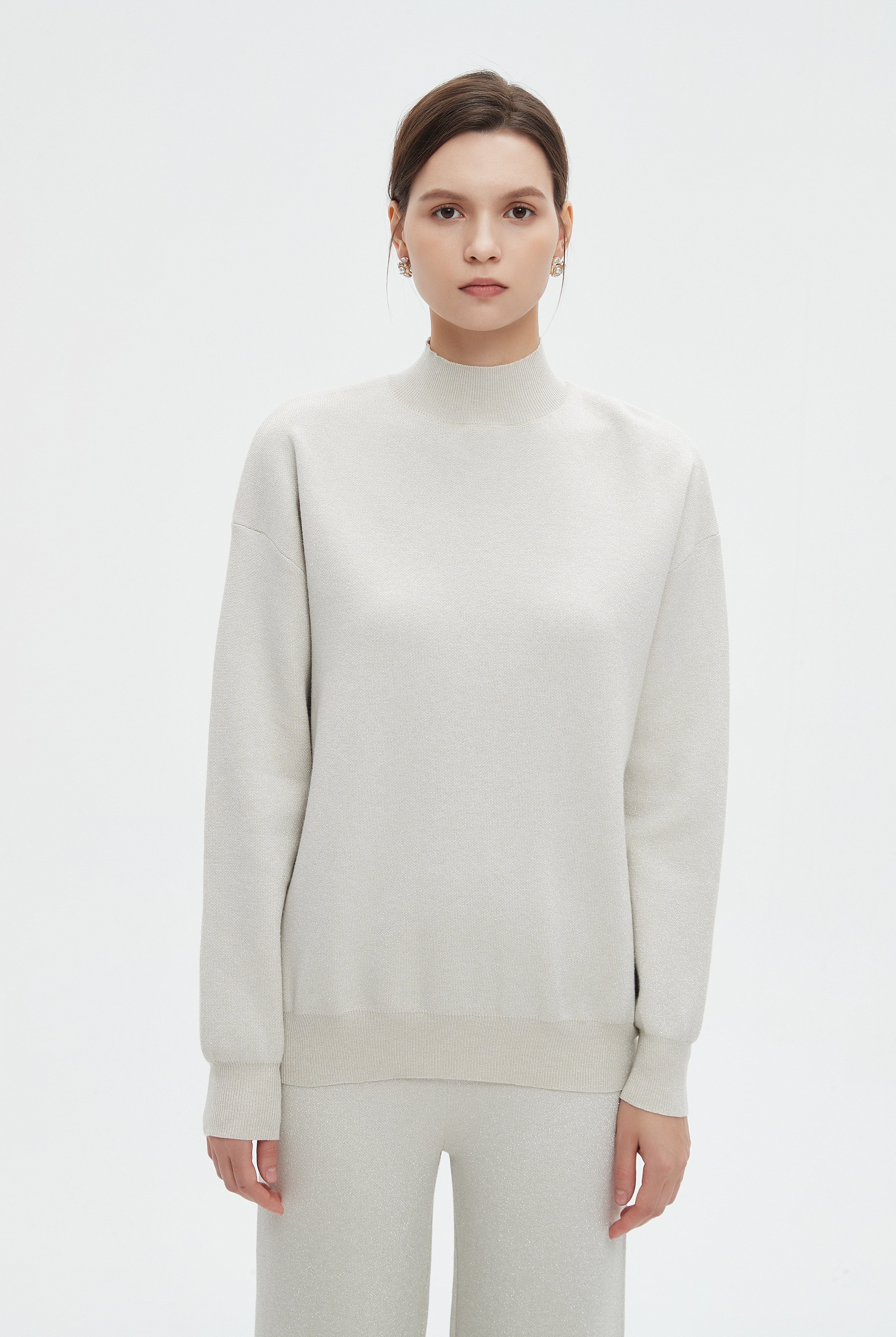 ميكا بلوزة نسائية طويلة بكم طويل ورقبة عالية