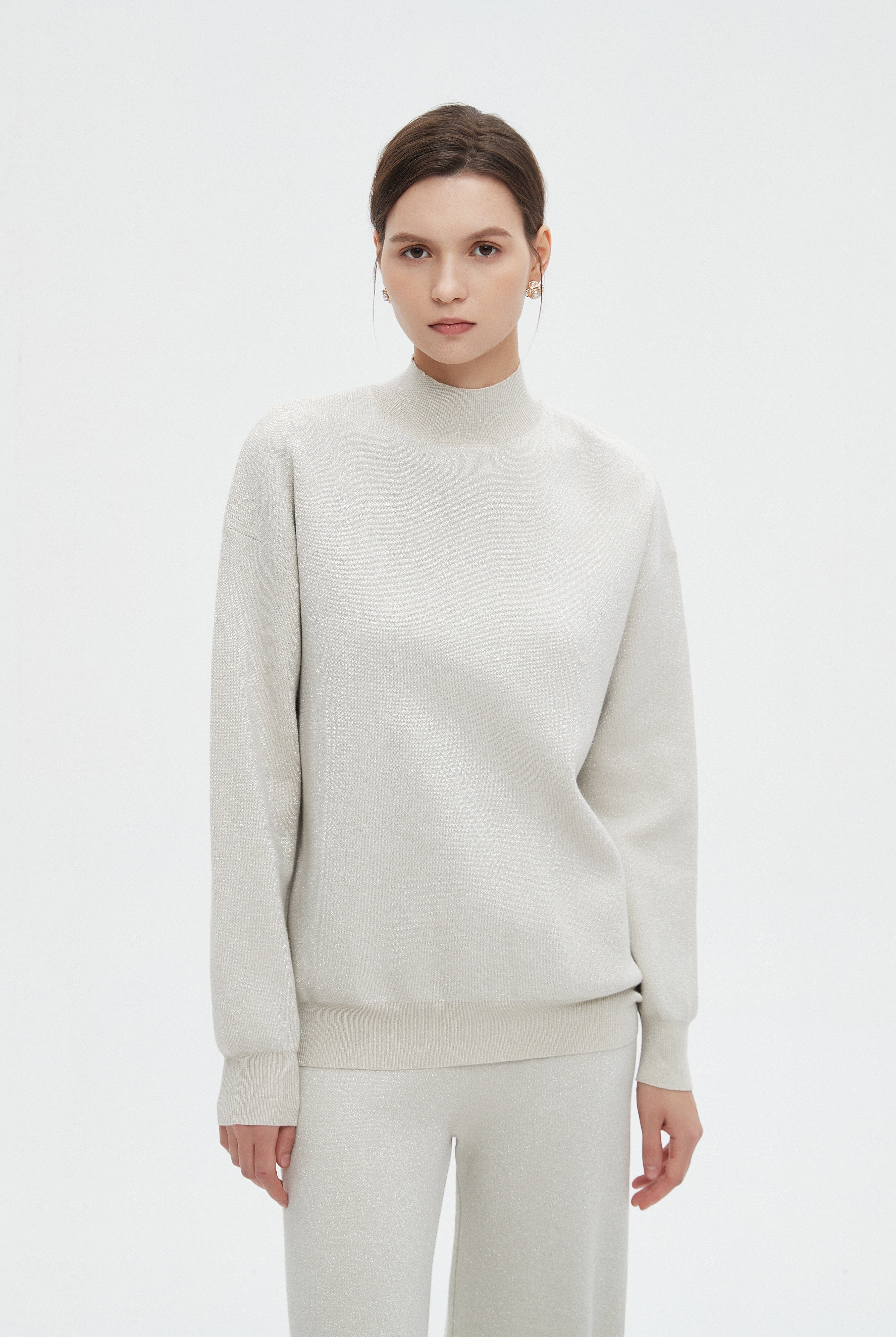 ميكا بلوزة نسائية طويلة بكم طويل ورقبة عالية