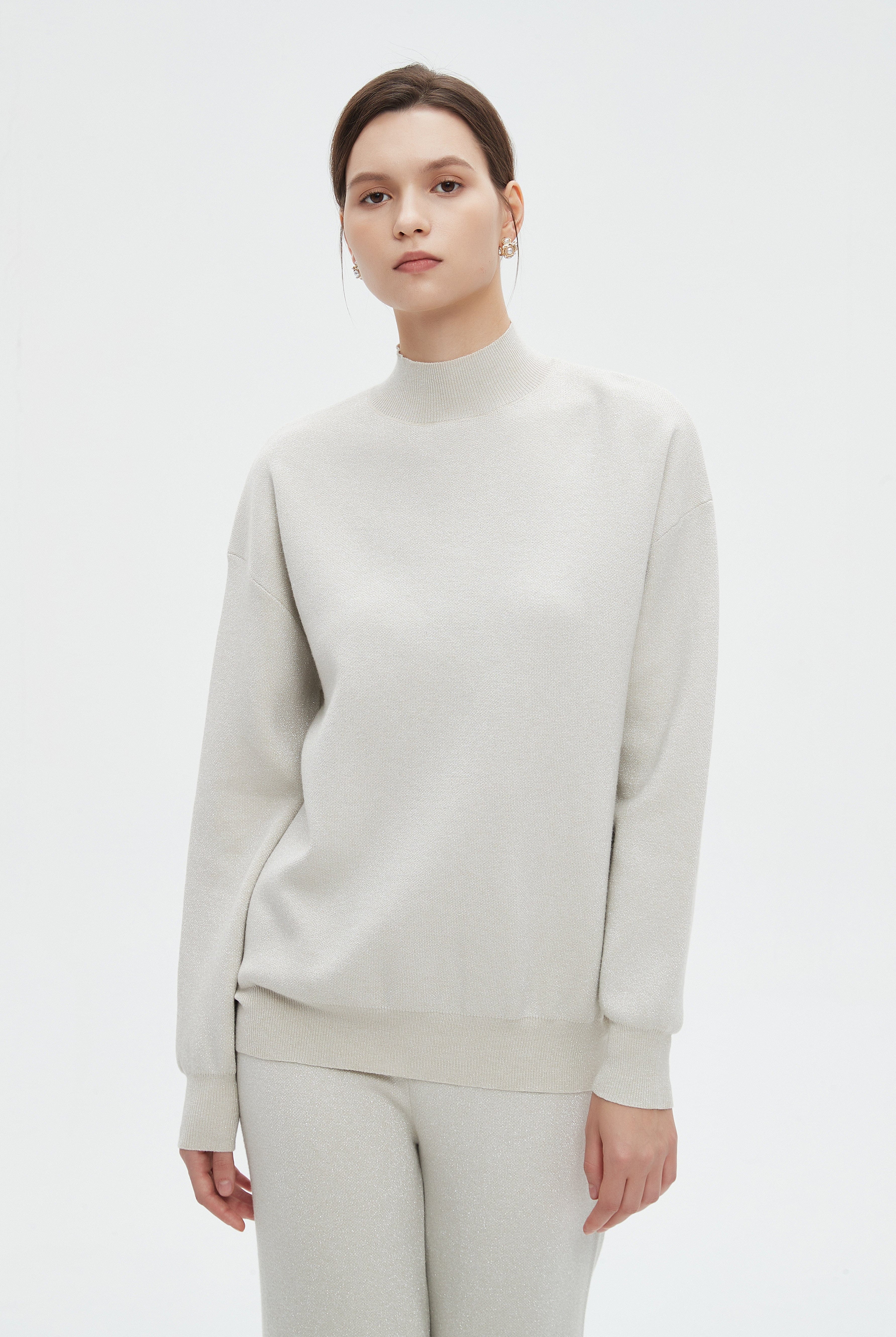 ميكا بلوزة نسائية طويلة بكم طويل ورقبة عالية