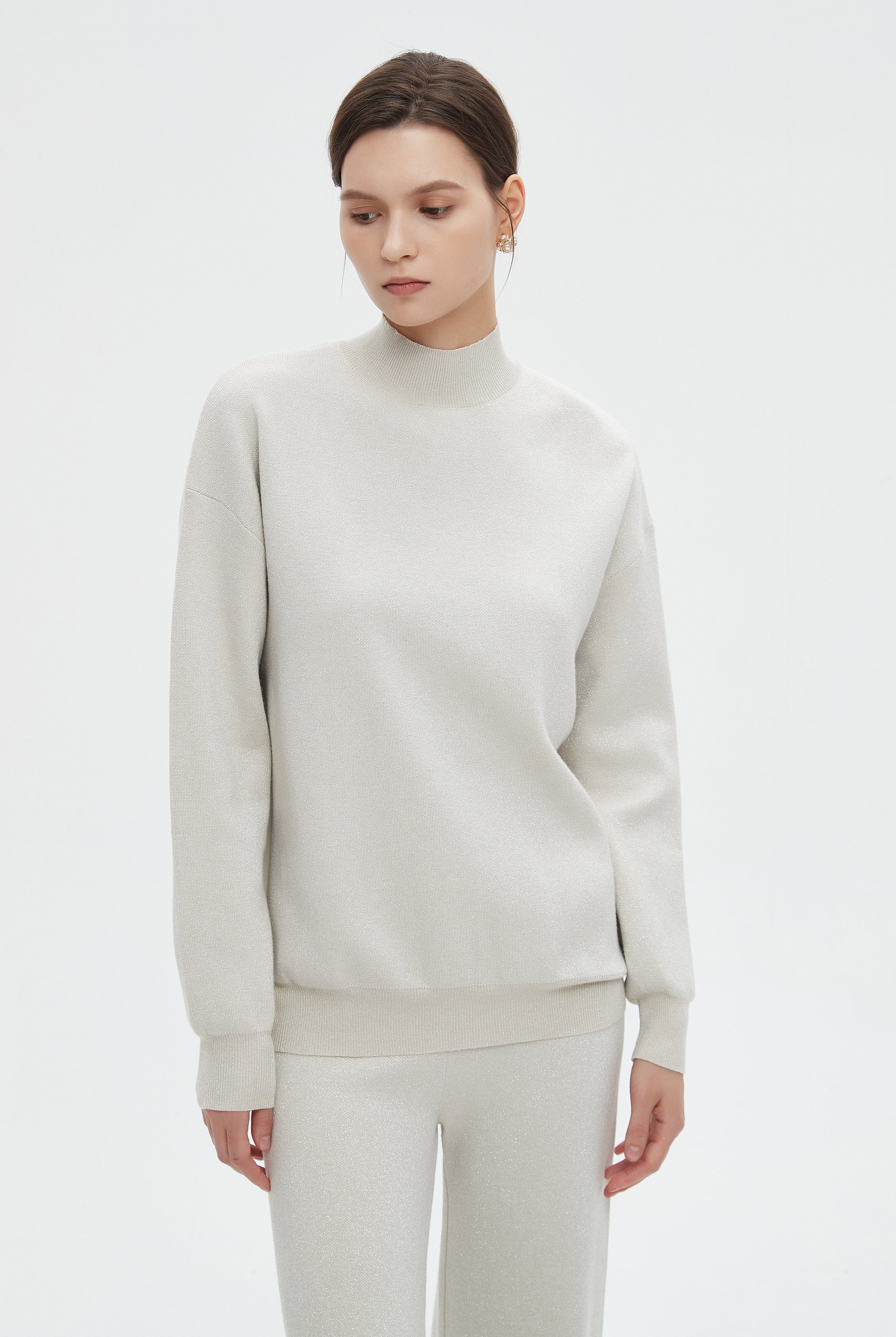 ميكا بلوزة نسائية طويلة بكم طويل ورقبة عالية