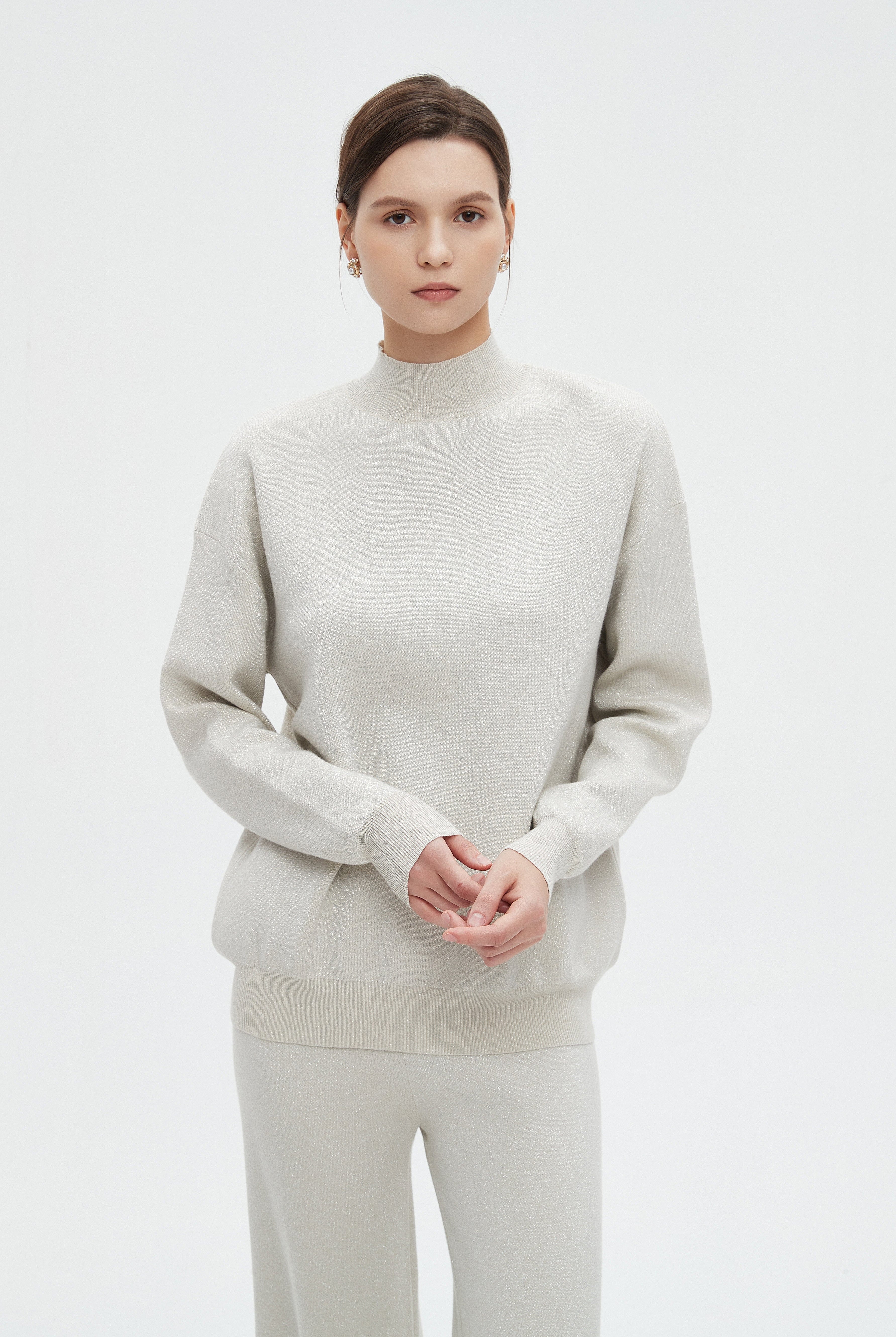 ميكا بلوزة نسائية طويلة بكم طويل ورقبة عالية