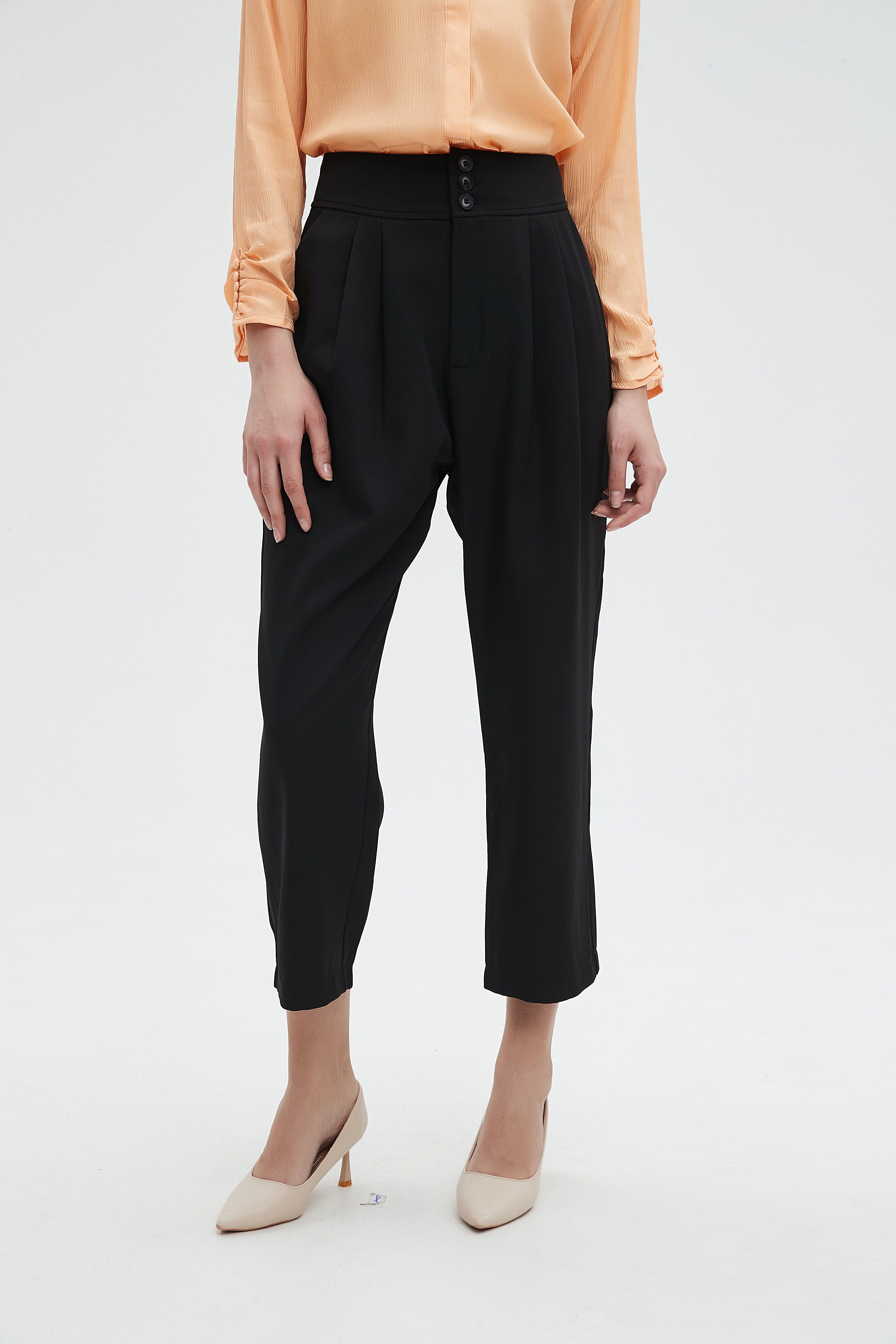 نتشي بنطال 3/4 سادة خصر مرتفع نسائي