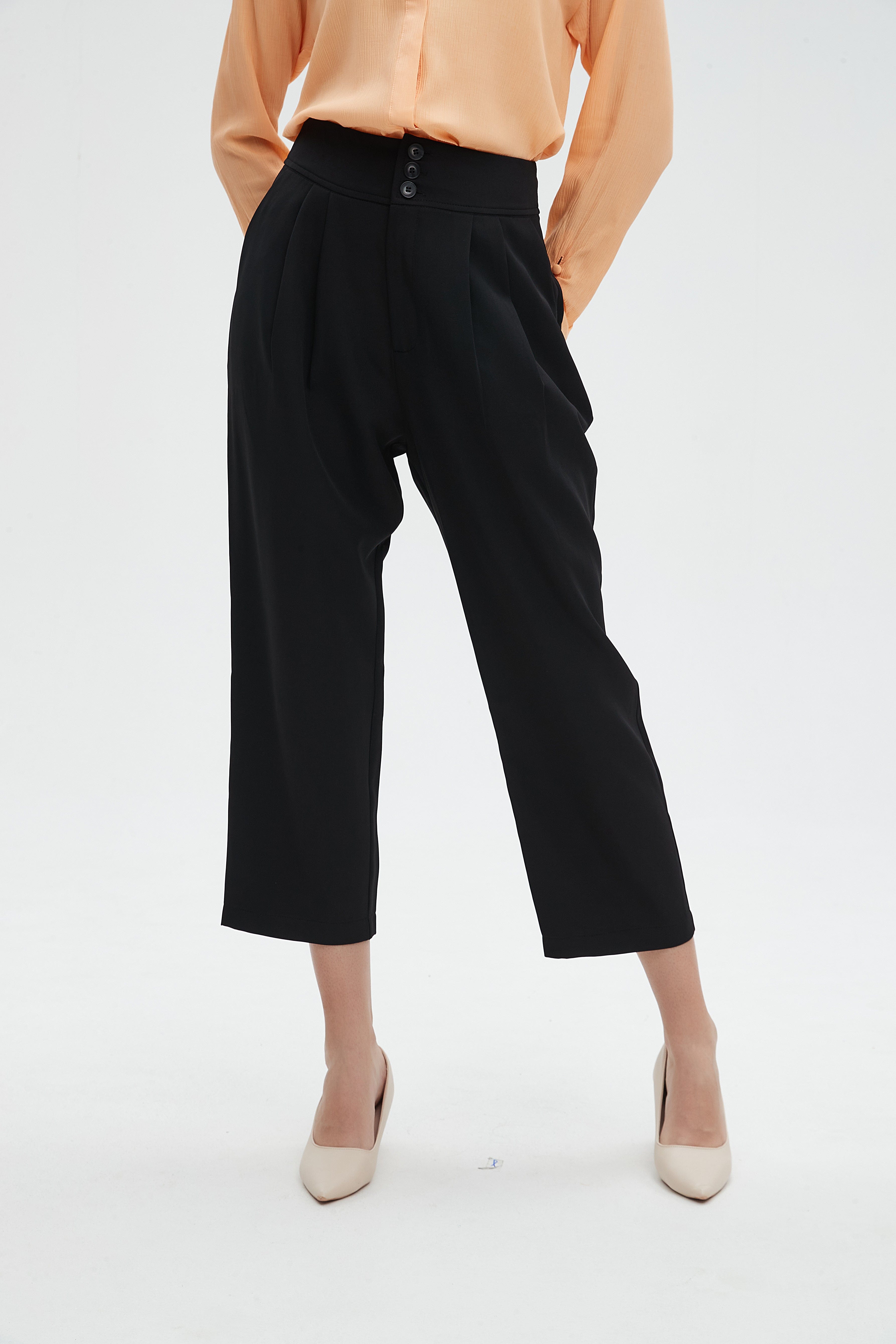 نتشي بنطال 3/4 سادة خصر مرتفع نسائي