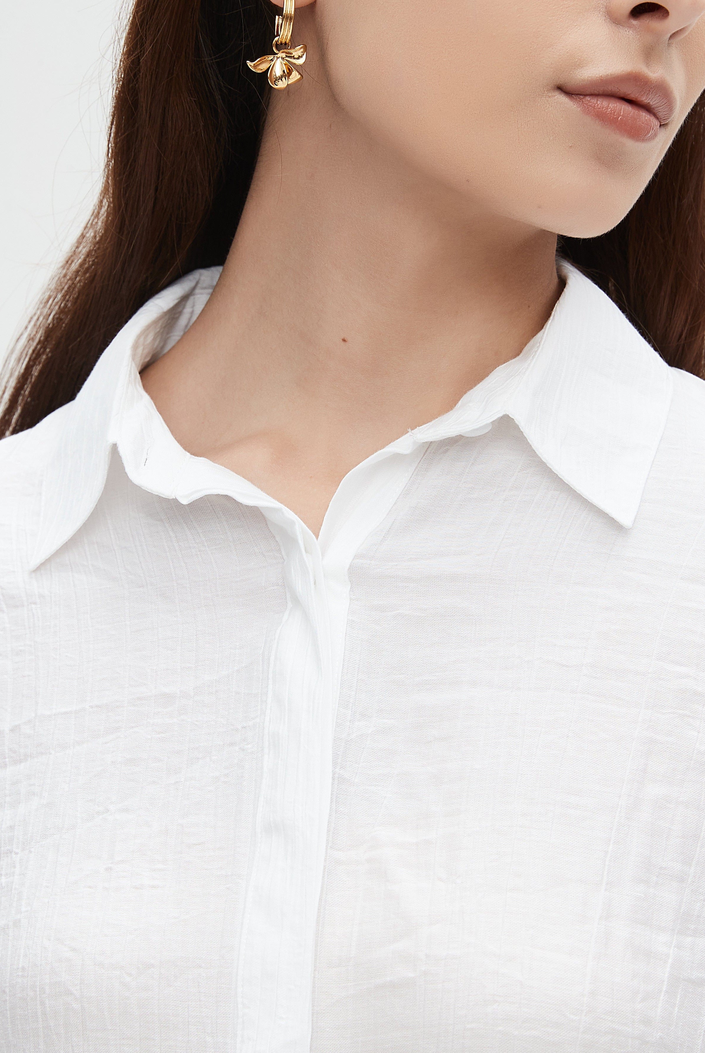 نتشي بلوزة نسائي ساده بكم طويل وازرار