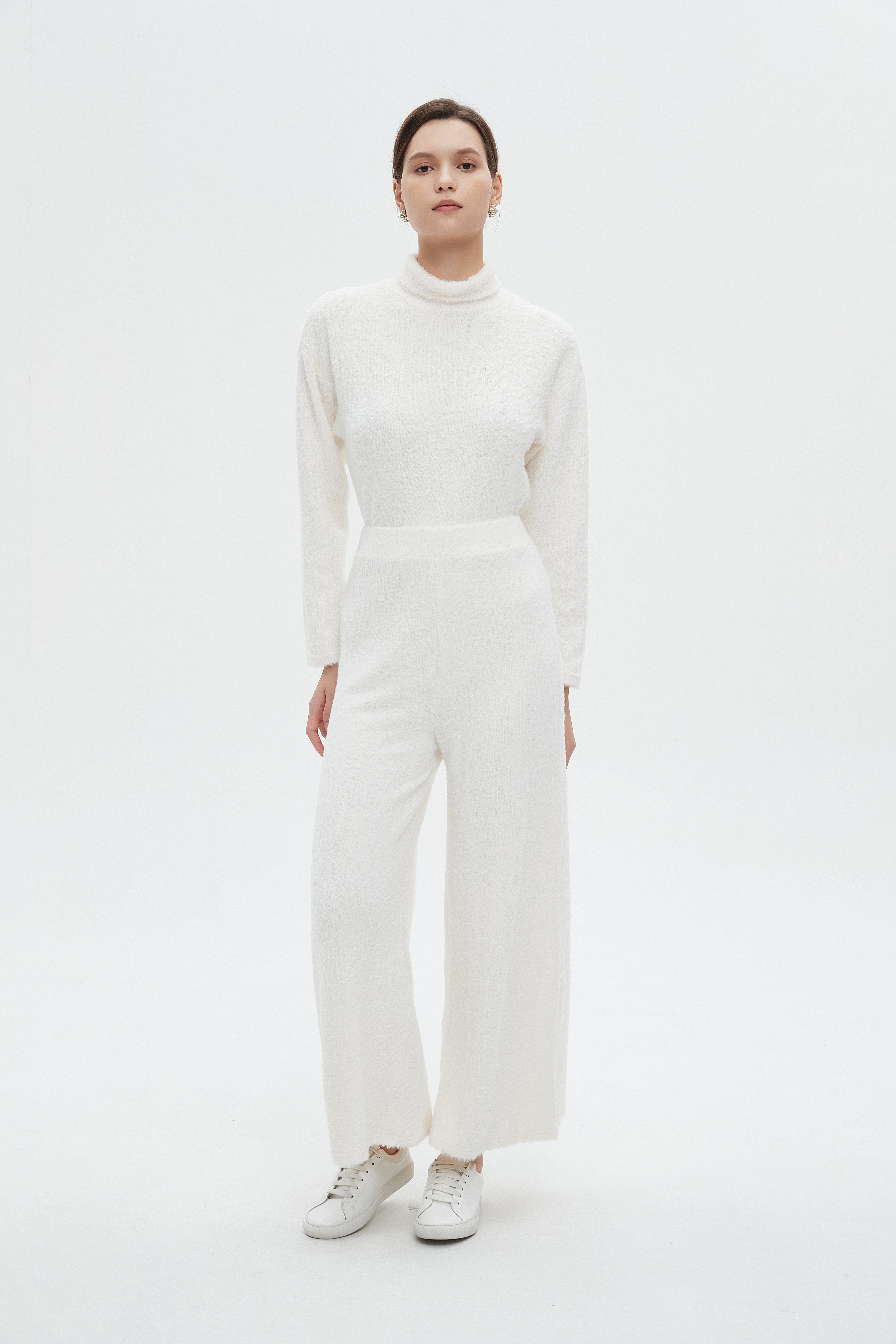 ميكا بنطلون نسائي طويل برجل واسعة سادة