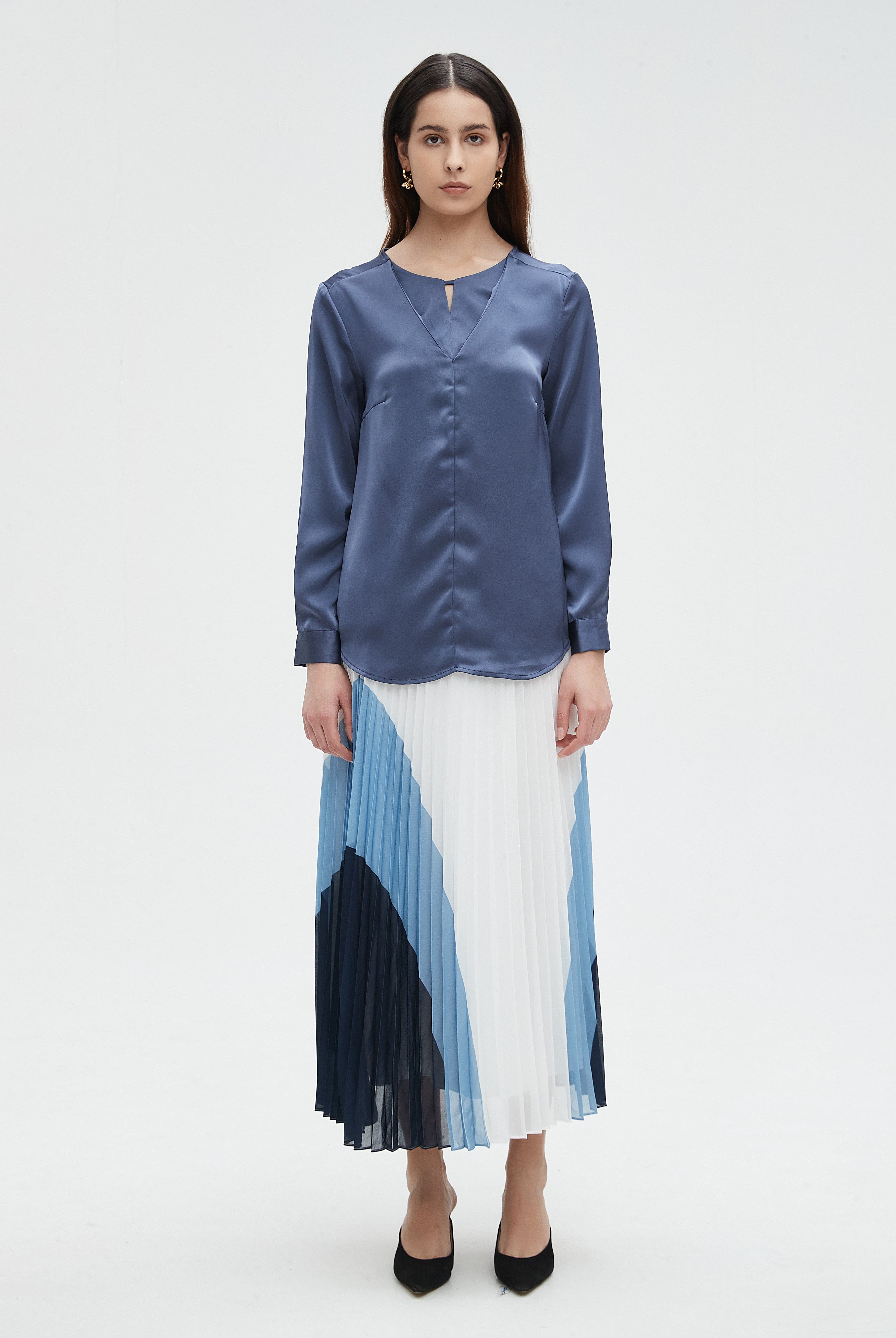 نتشي بلوزة نسائي سادة بكم طويل