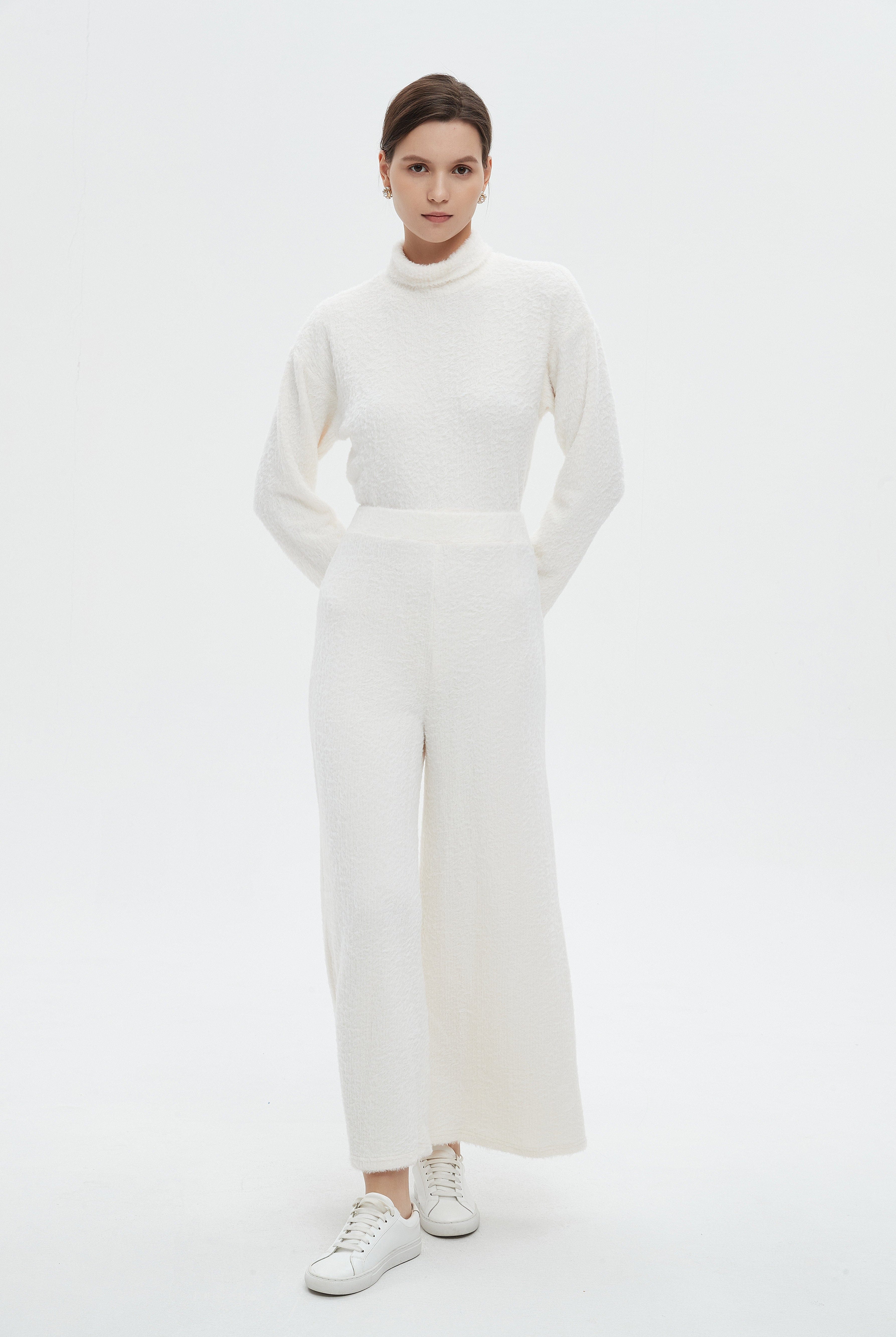 ميكا بنطلون نسائي طويل برجل واسعة سادة