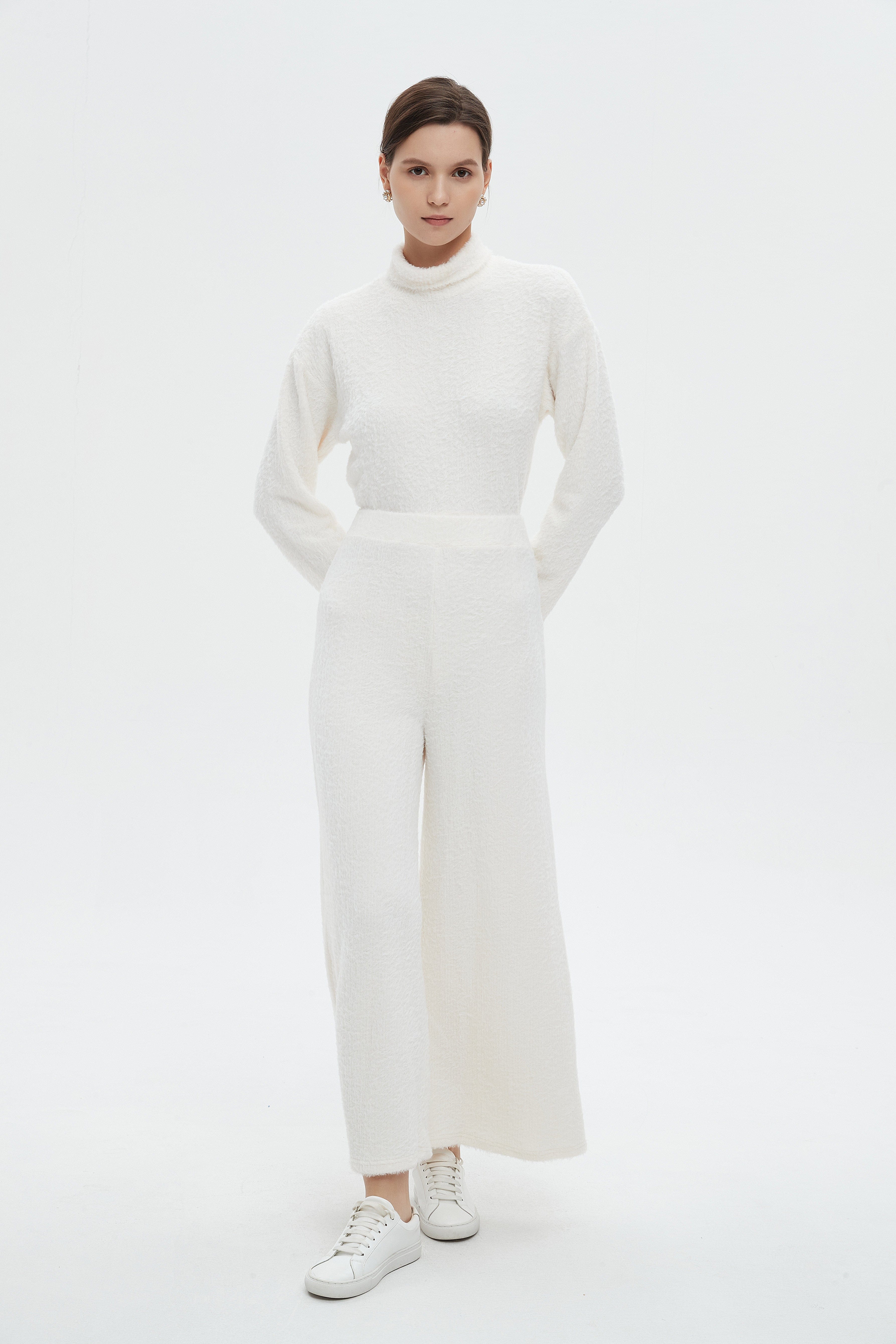 ميكا بنطلون نسائي طويل برجل واسعة سادة