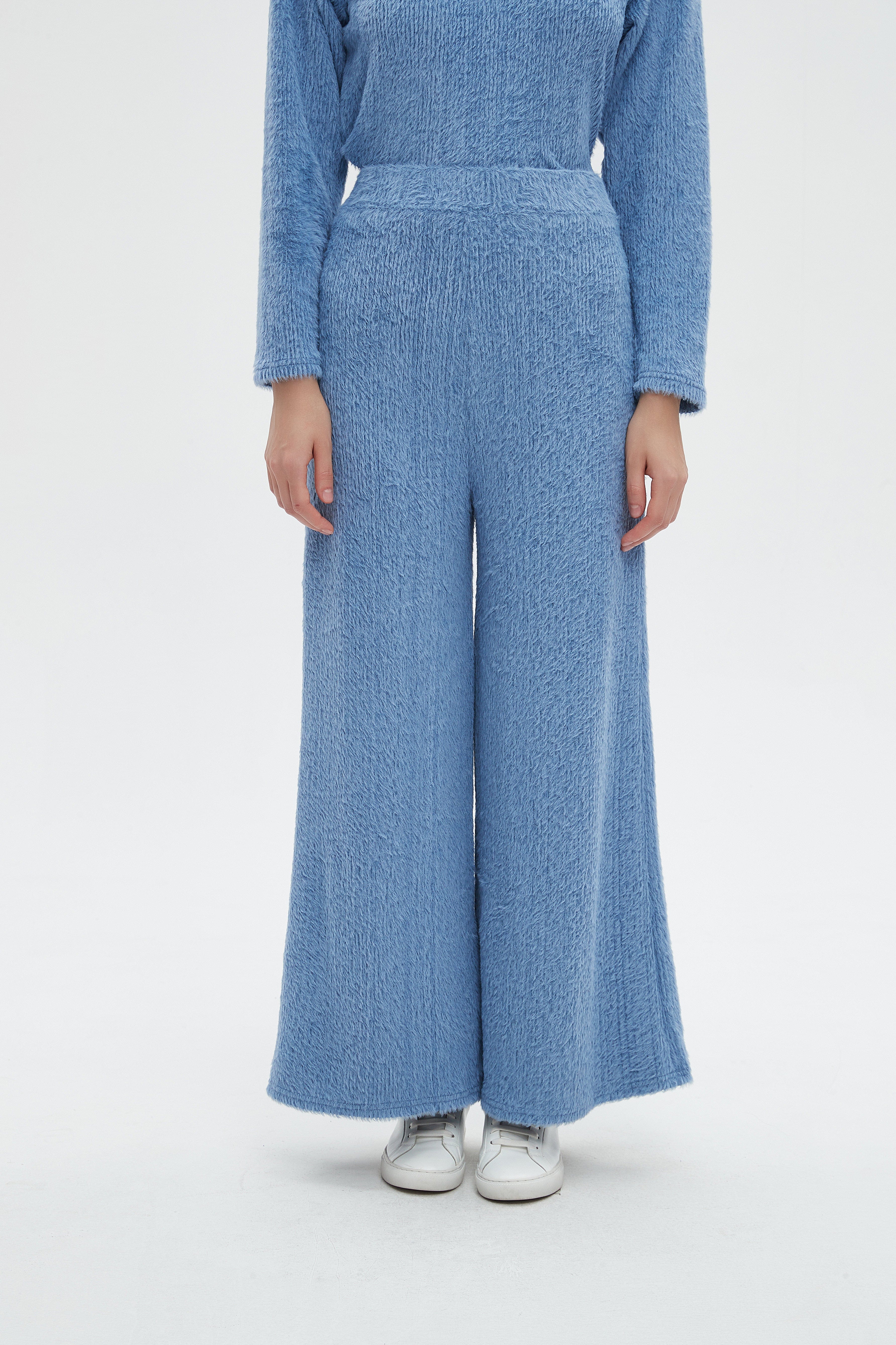 ميكا بنطلون نسائي طويل برجل واسعة سادة