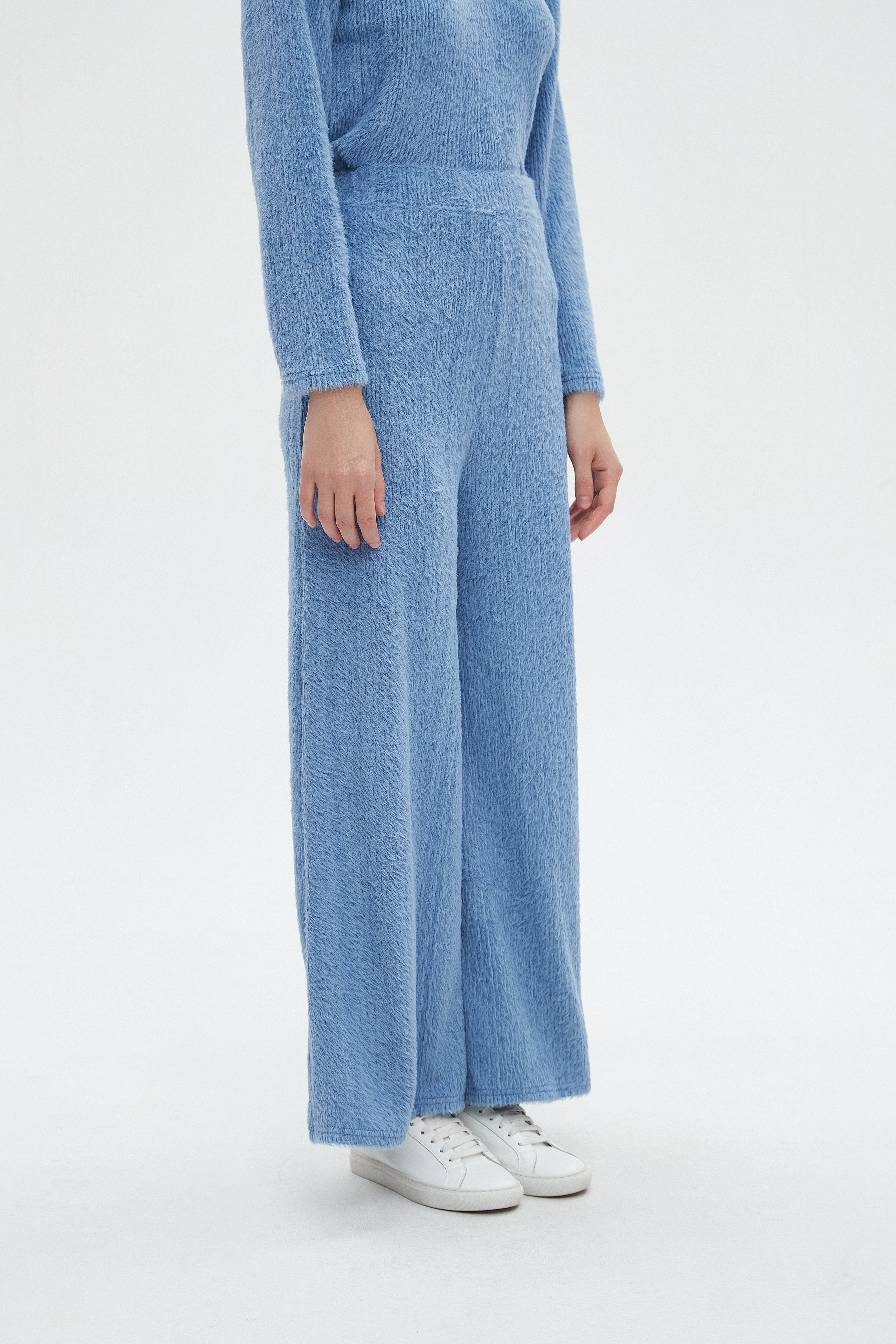 ميكا بنطلون نسائي طويل برجل واسعة سادة