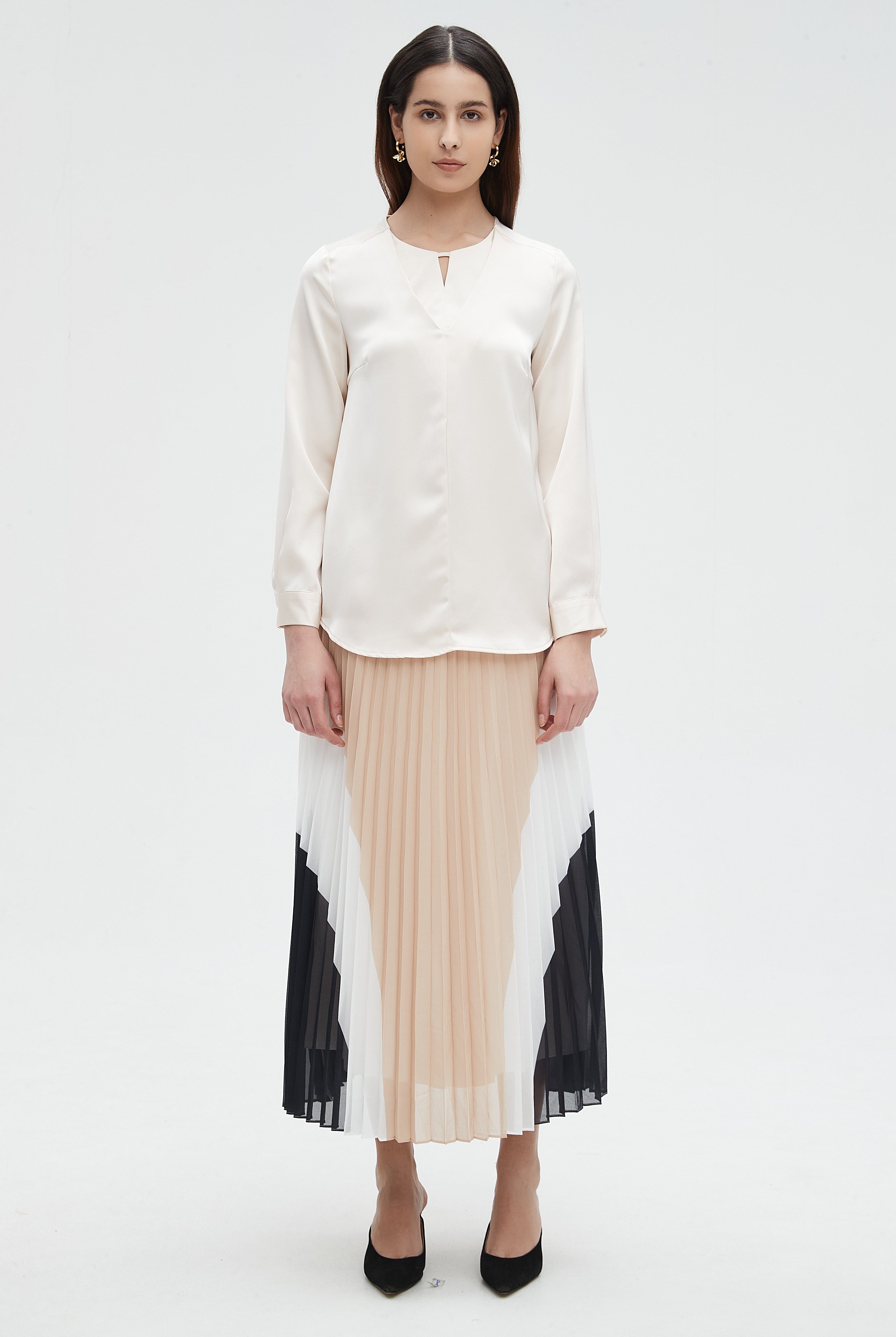 نتشي بلوزة نسائي سادة بكم طويل