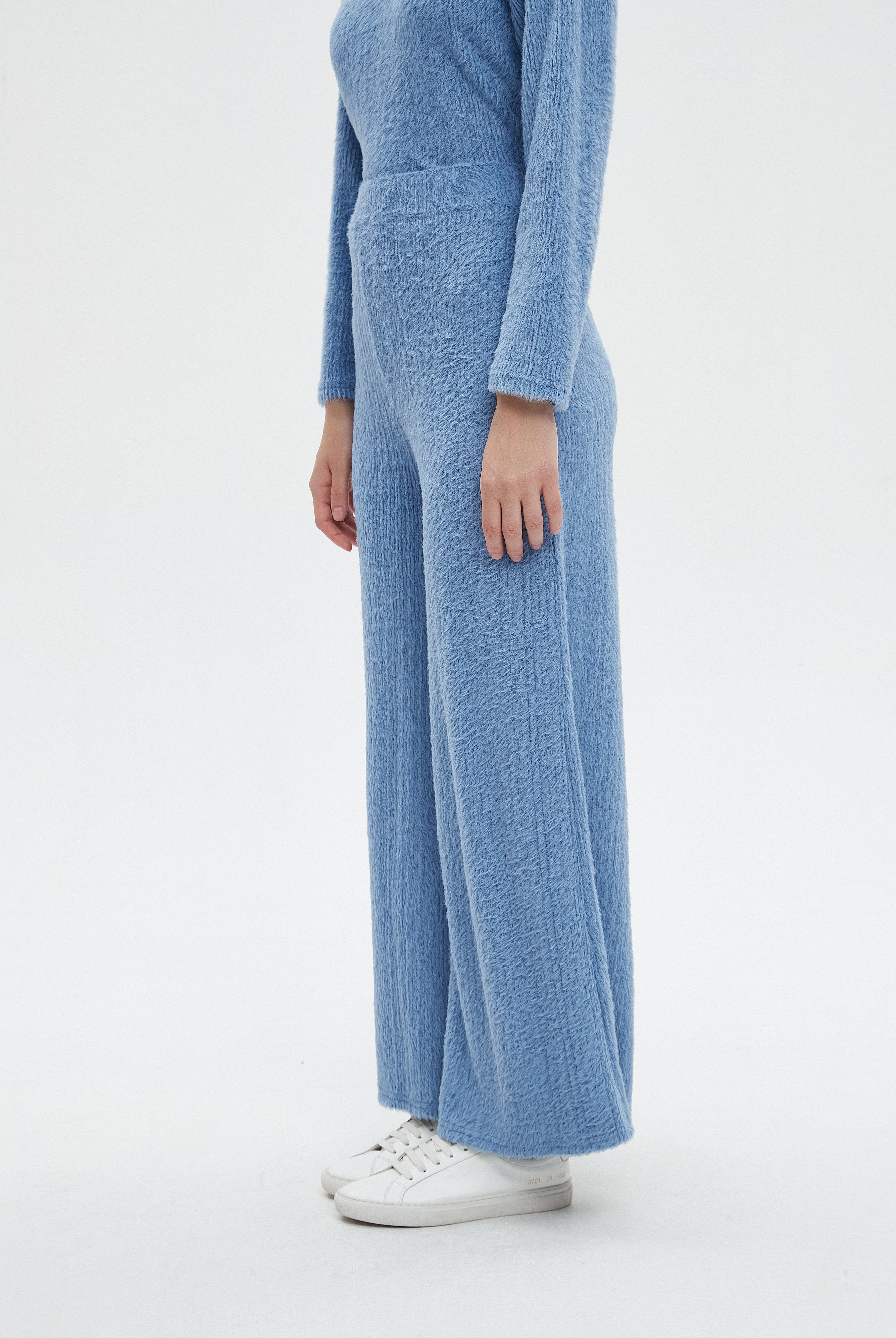 ميكا بنطلون نسائي طويل برجل واسعة سادة