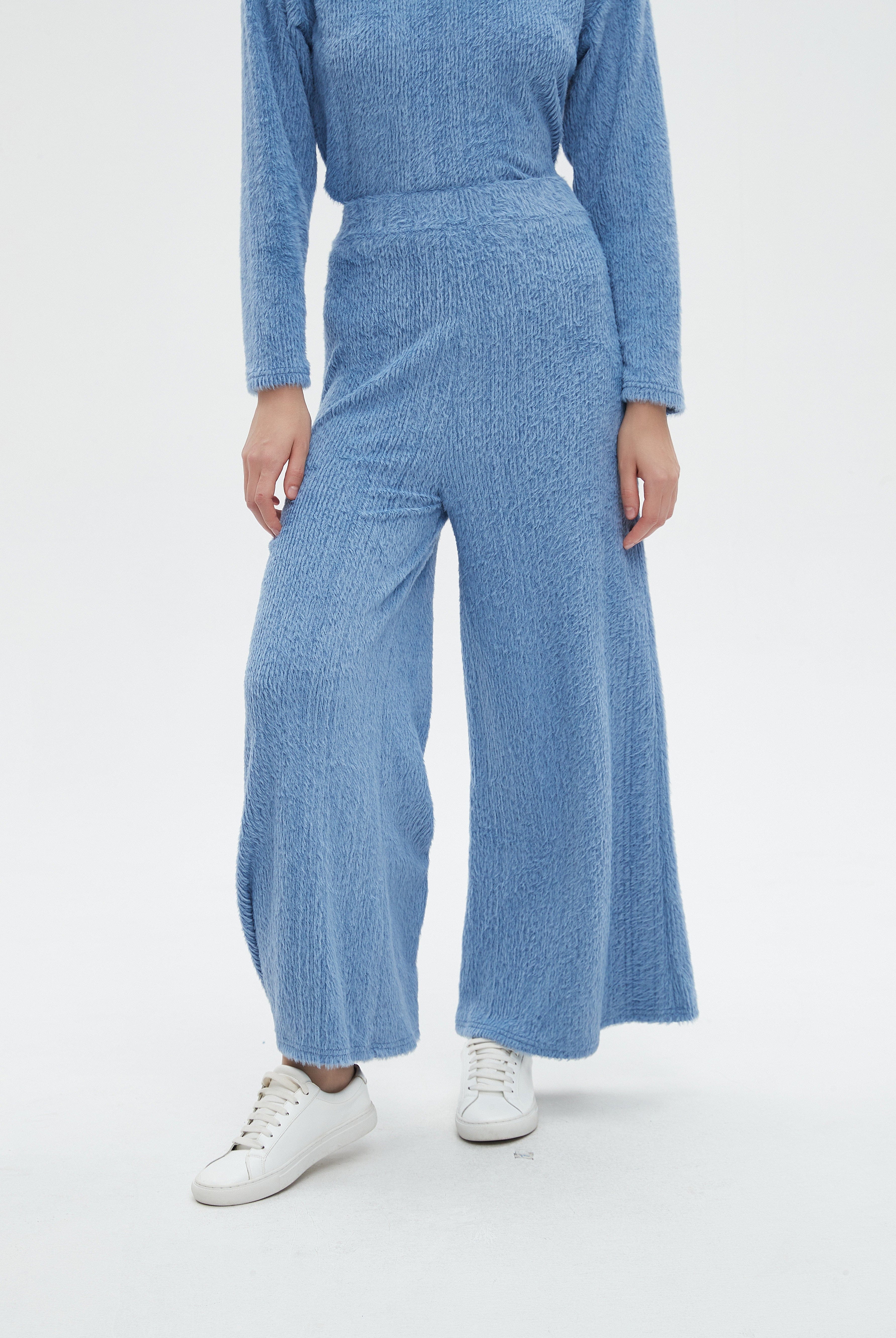 ميكا بنطلون نسائي طويل برجل واسعة سادة