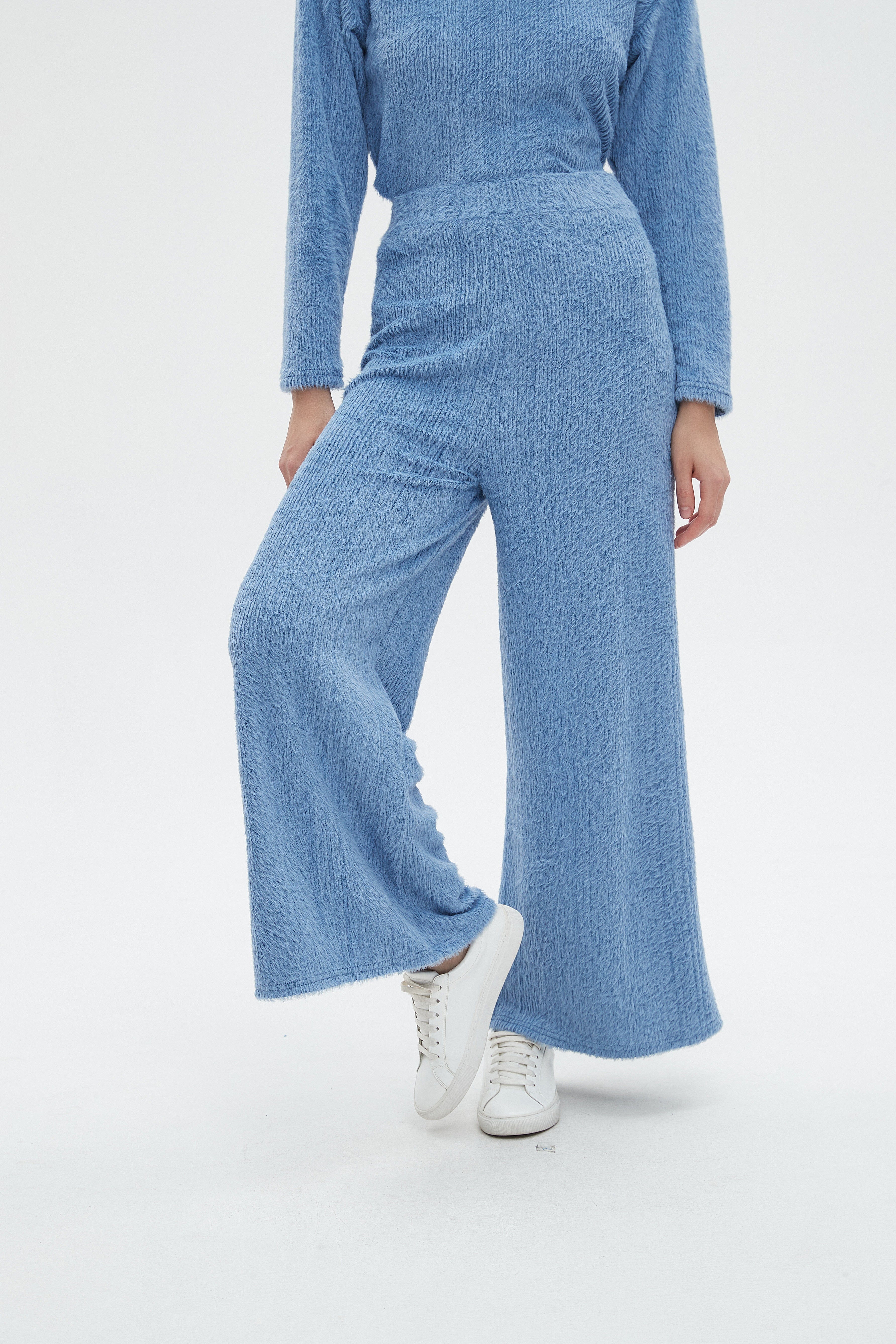 ميكا بنطلون نسائي طويل برجل واسعة سادة