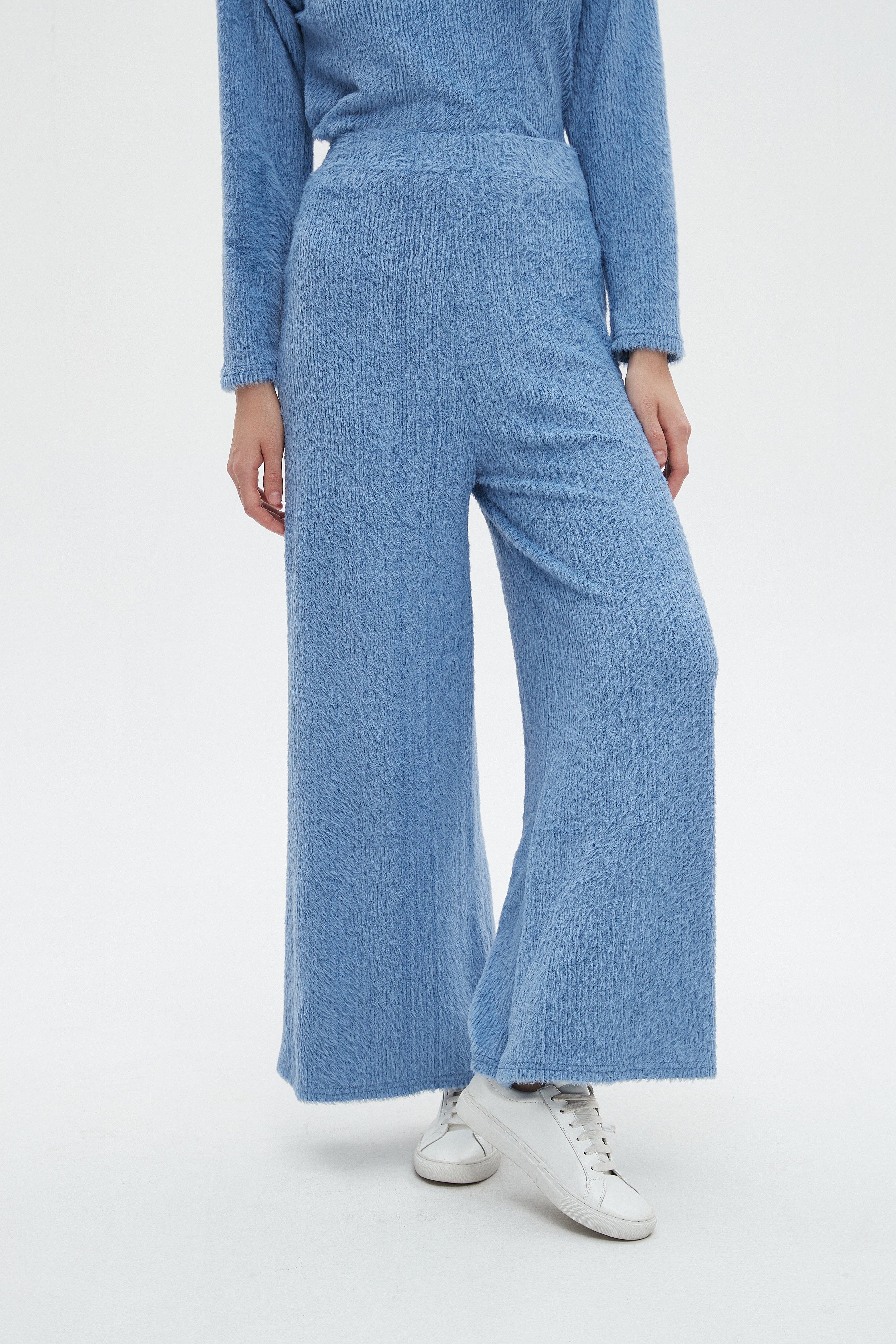 ميكا بنطلون نسائي طويل برجل واسعة سادة