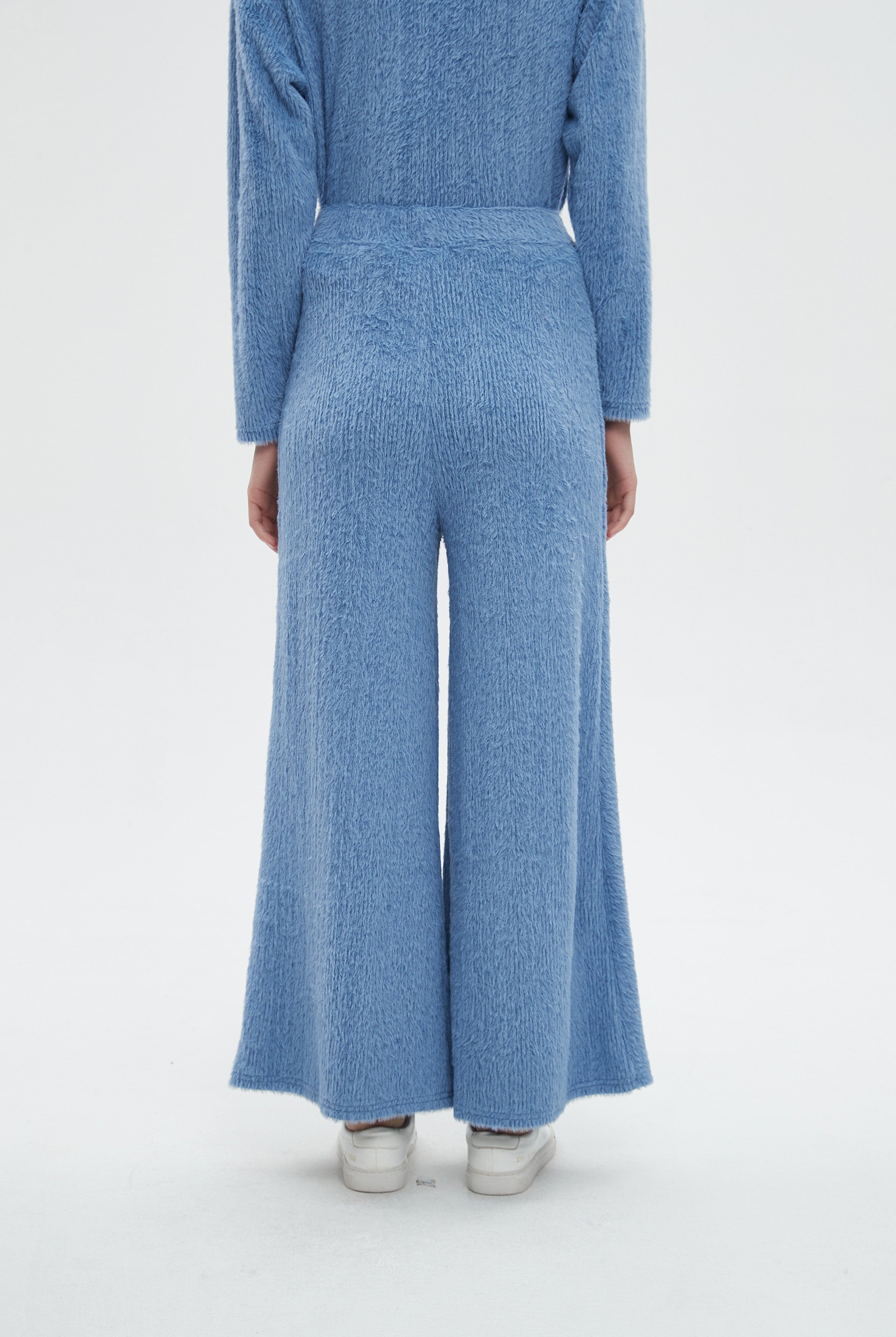 ميكا بنطلون نسائي طويل برجل واسعة سادة