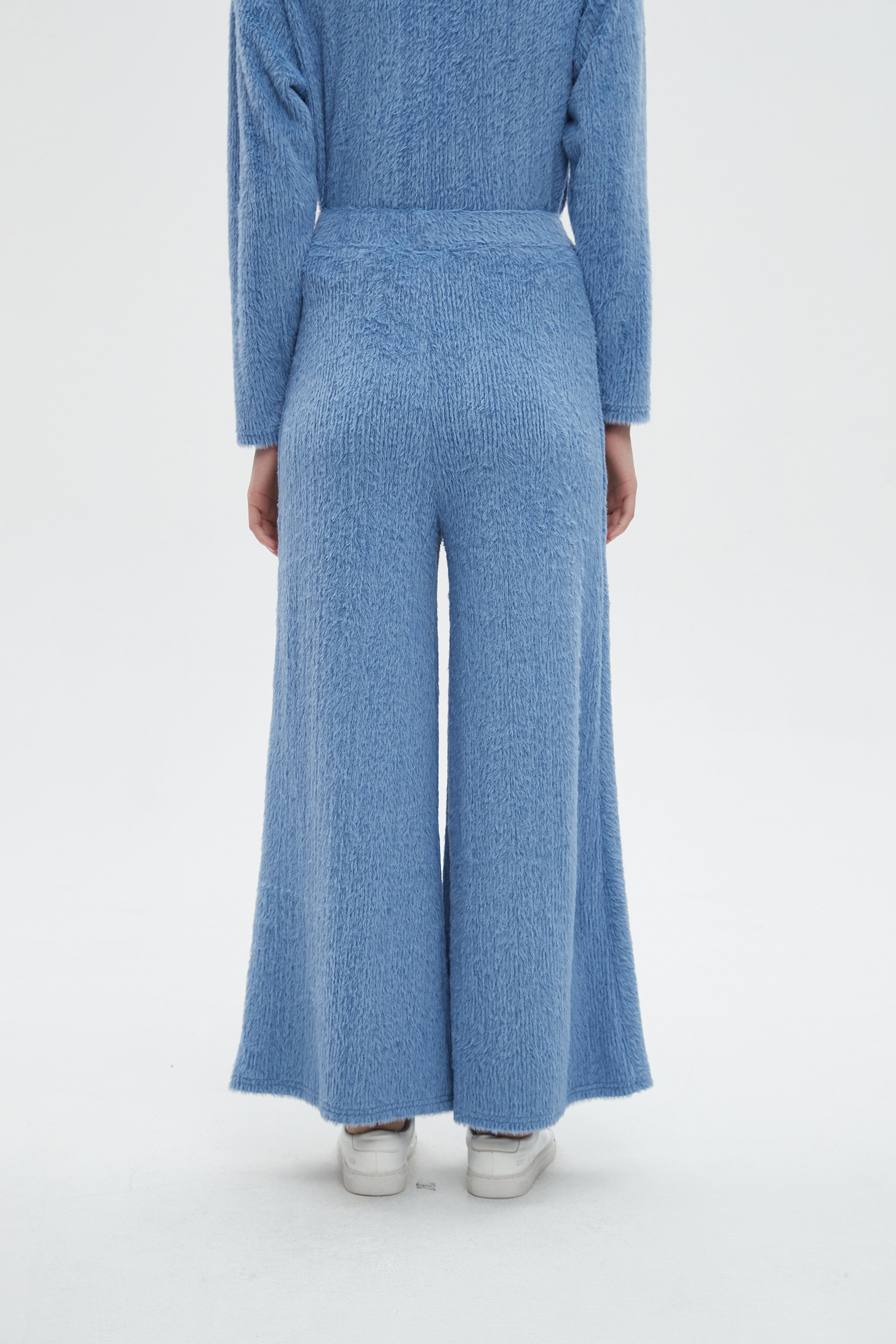 ميكا بنطلون نسائي طويل برجل واسعة سادة