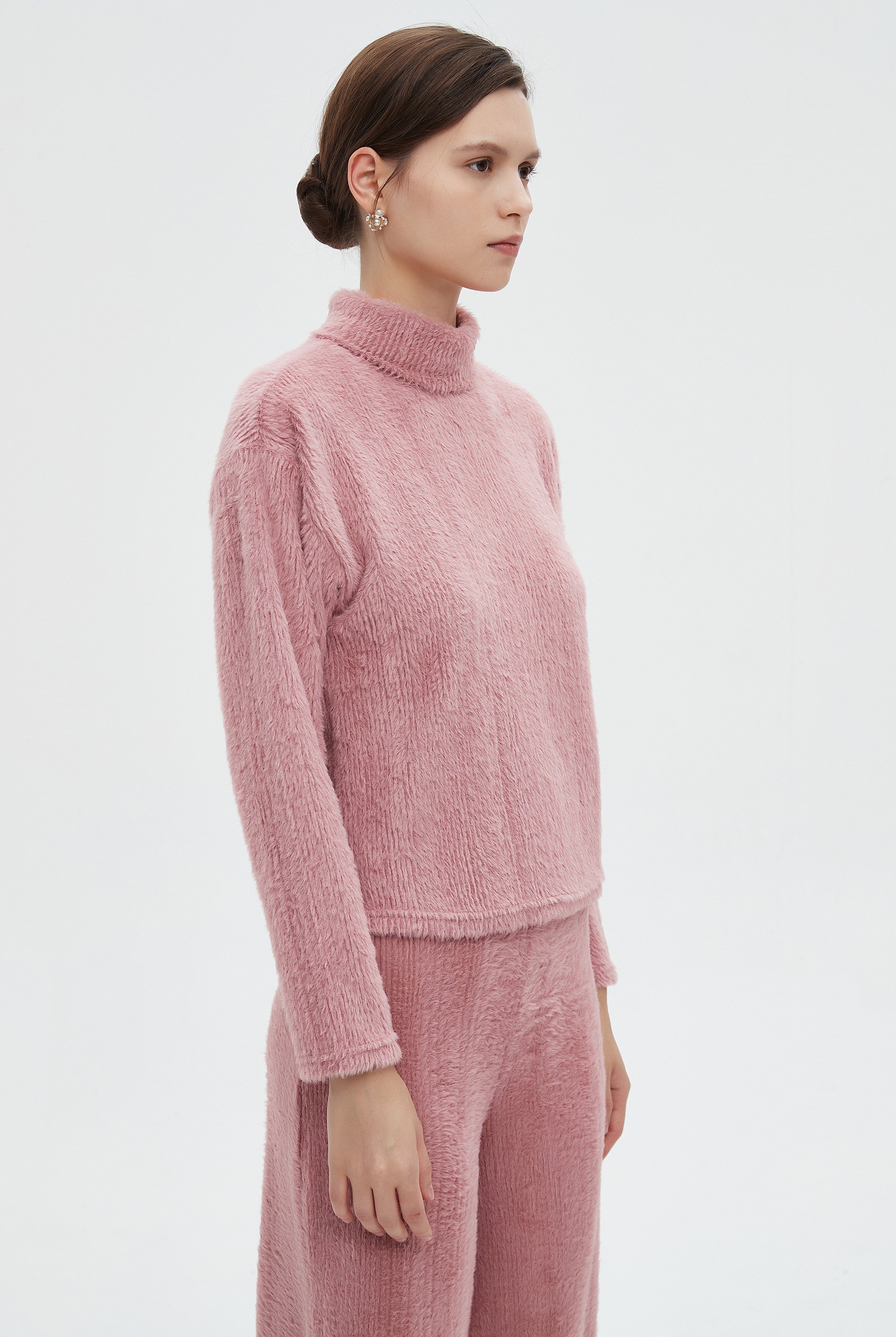 ميكا بلوزة نسائية سادة شتوي باكمام طويلة ورقبة عالية