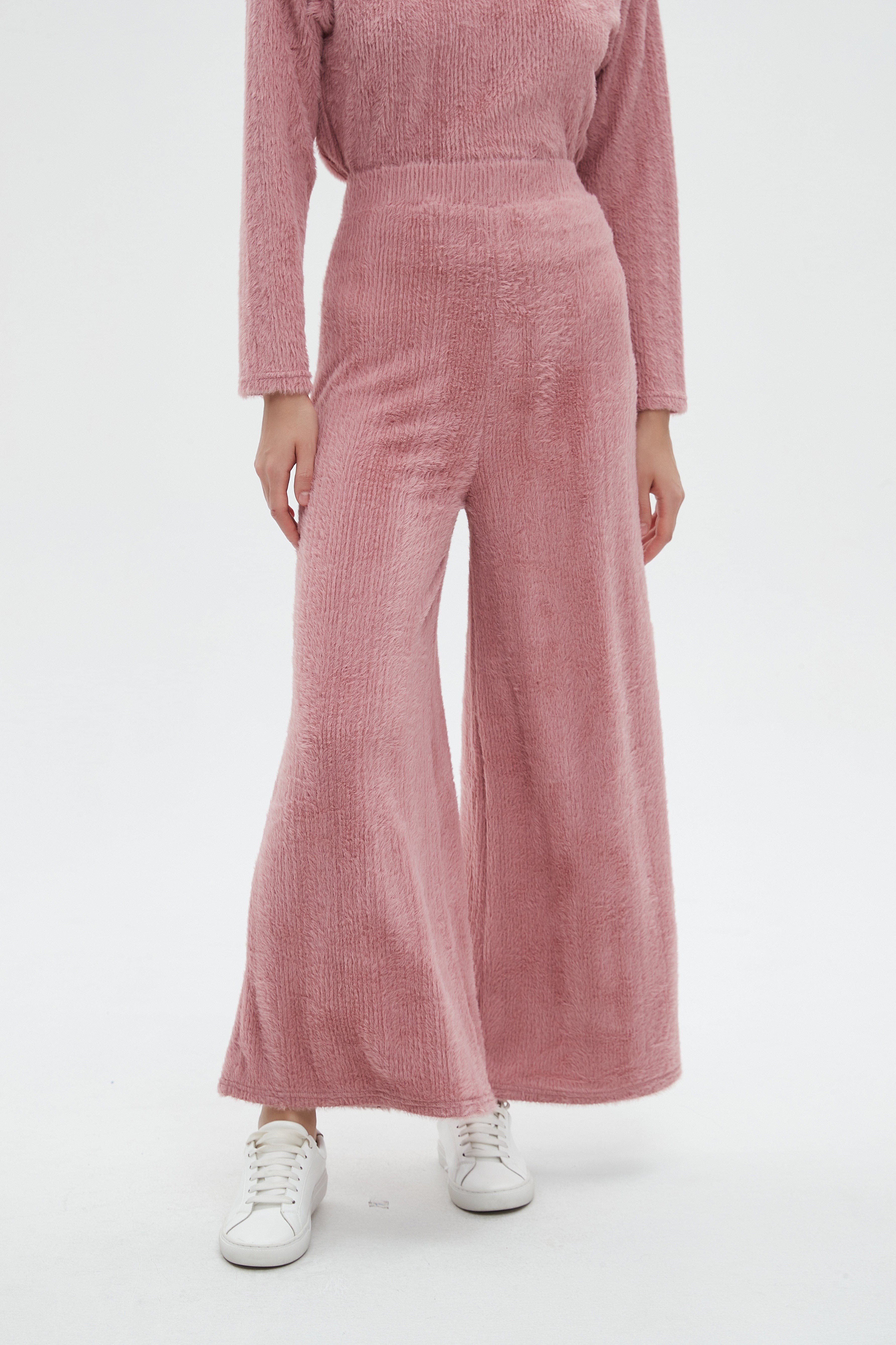 ميكا بنطلون نسائي طويل برجل واسعة سادة