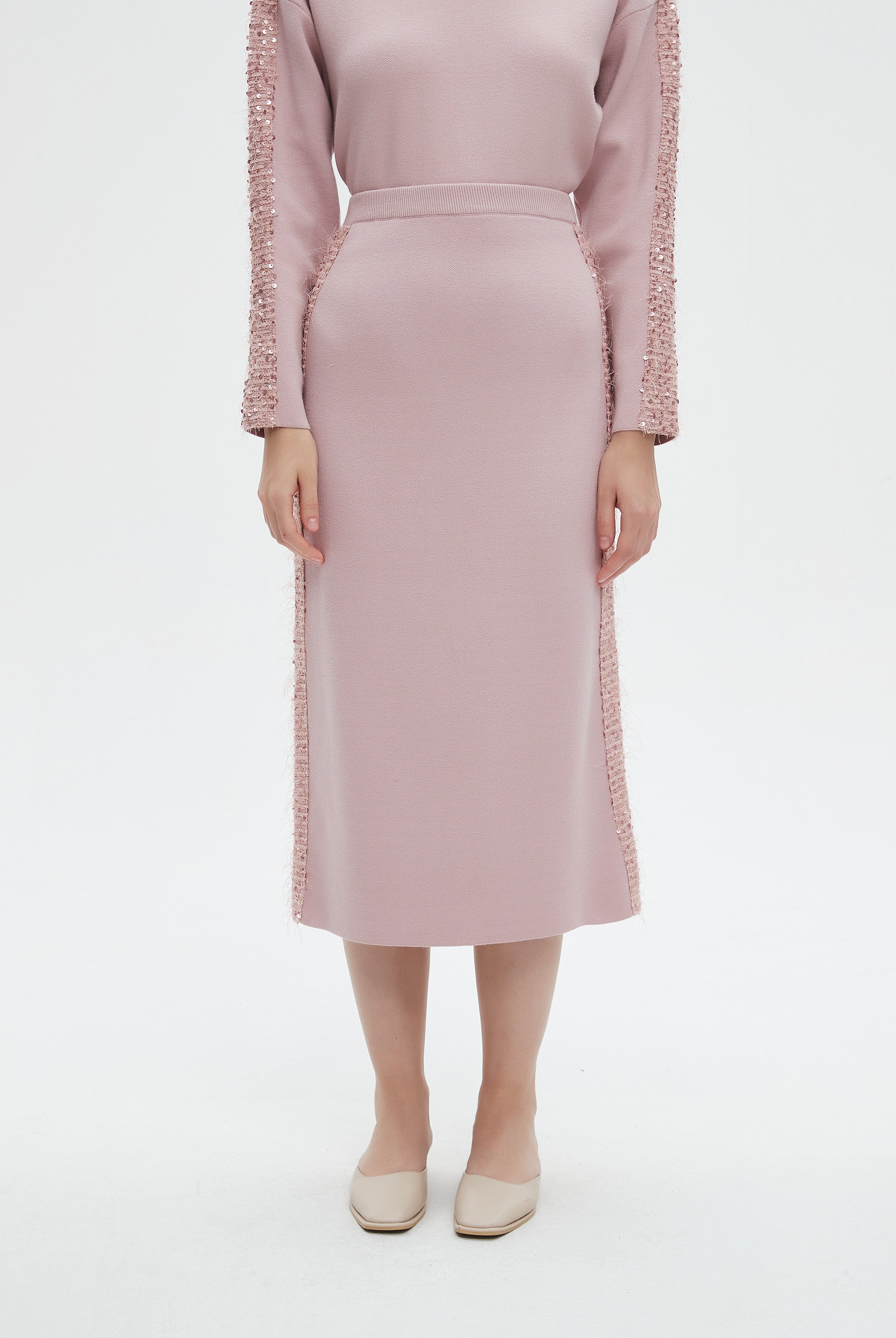 ميكا تنورة ميدي نسائية بتطريز على الجنب للمناسبات