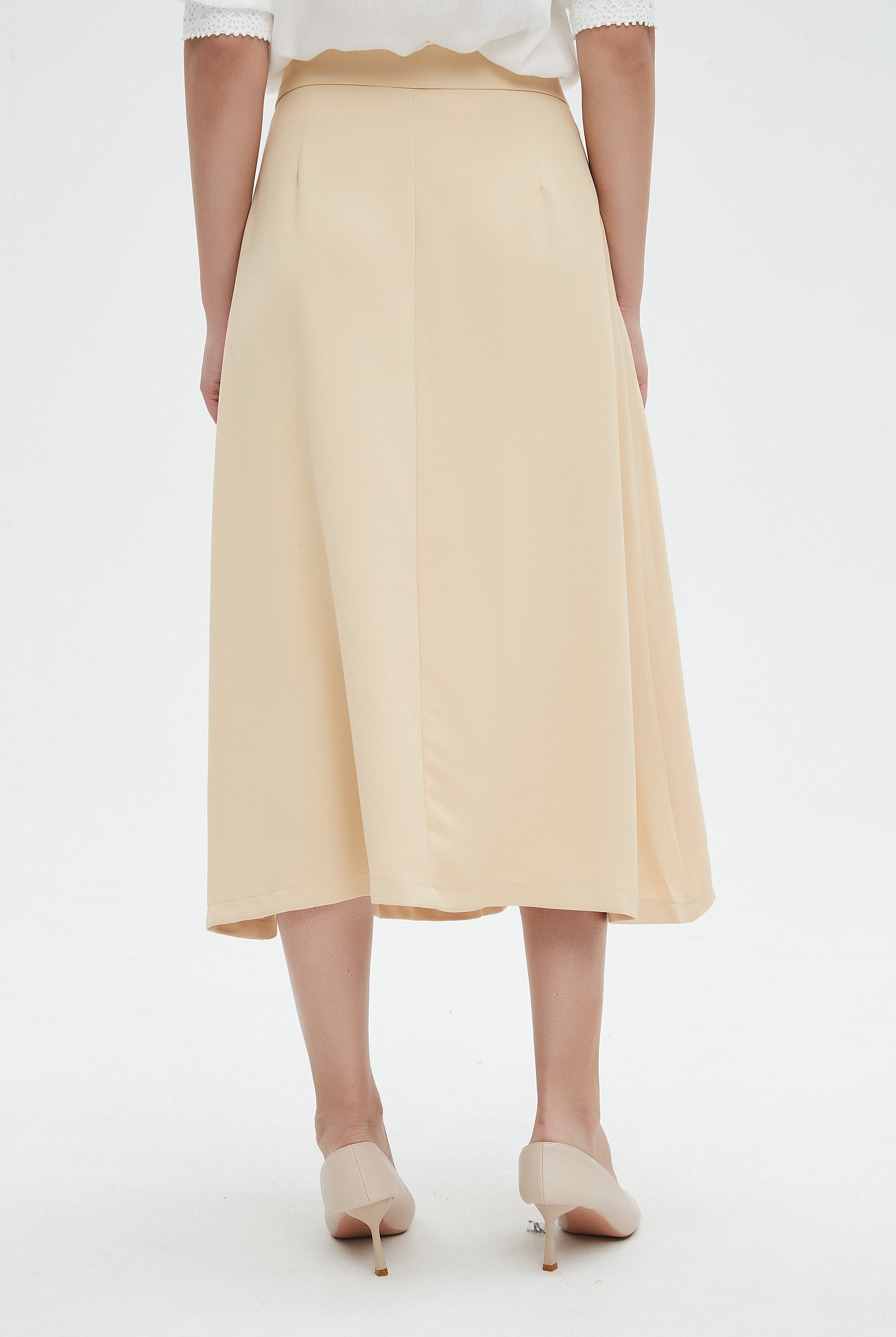 نتشي تنورة نسائية ميدي واسعة للدوام سادة